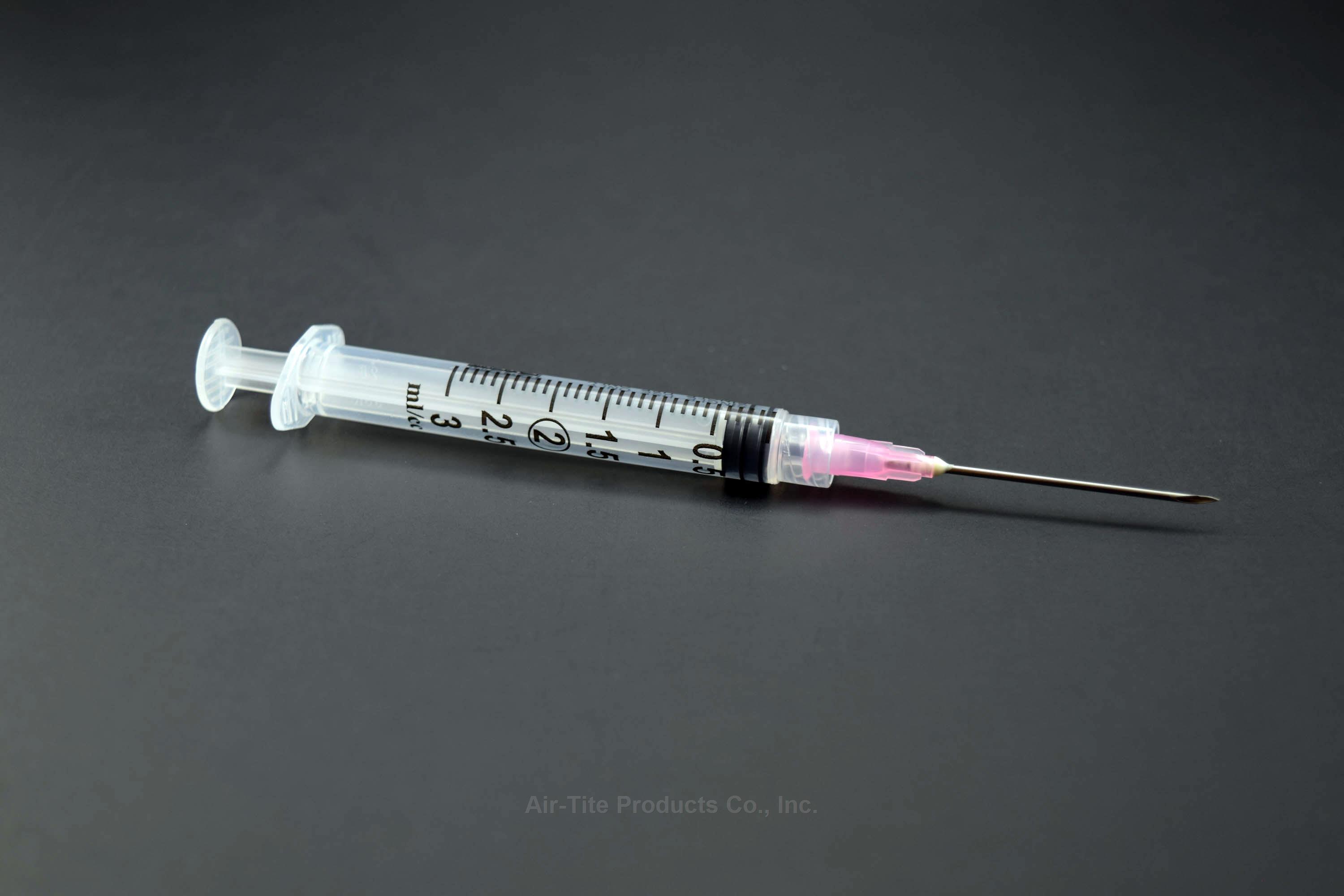 3cc Syringe/Needle Combination with Luer-Lock Tip, 18g x 1 1/2", Pink