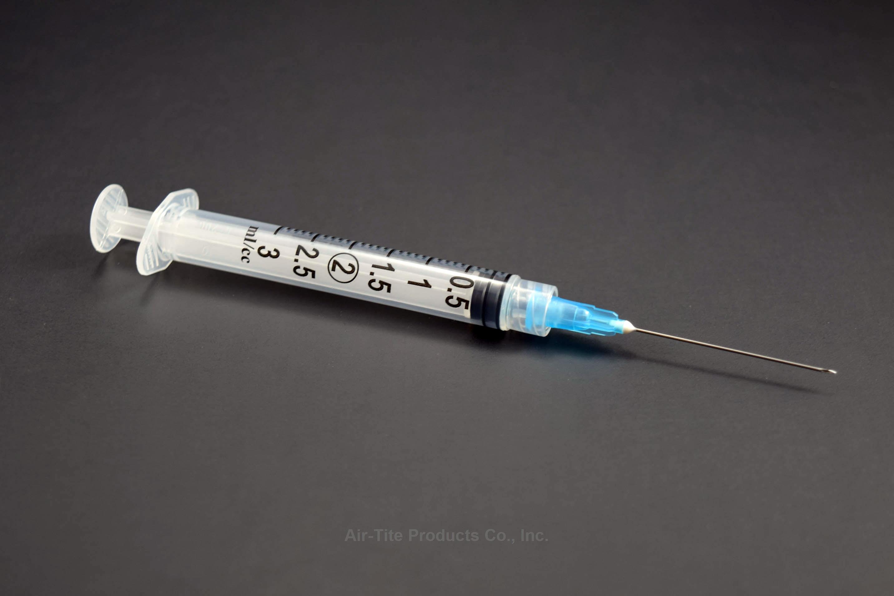 3cc Syringe/Needle Combination with Luer-Lock Tip, 23g x 1 1/2", Light Blue