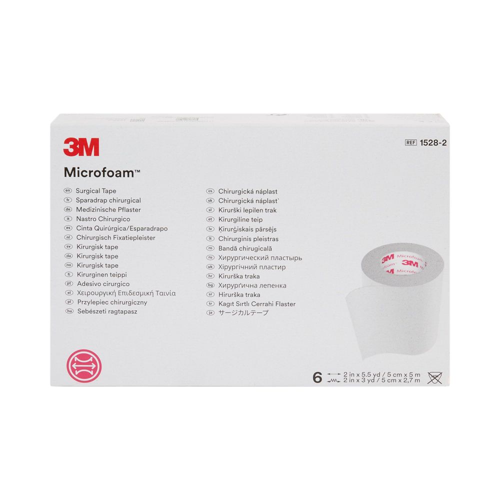 3M™ Microfoam™ Surgical Tape, White, 2" x 5 1/2 yds