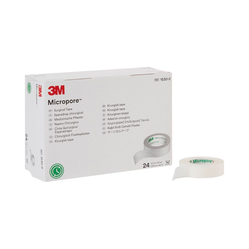 3M™ Micropore™ Surgical Paper Tape, White, 1/2" x 10 yds