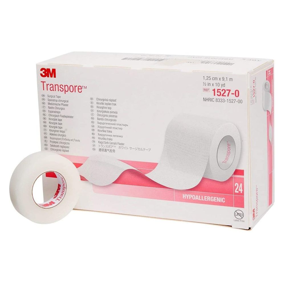 3M™ Transpore™ Surgical Tape, Bi-Directional Tear, 1/2" x 10 yds