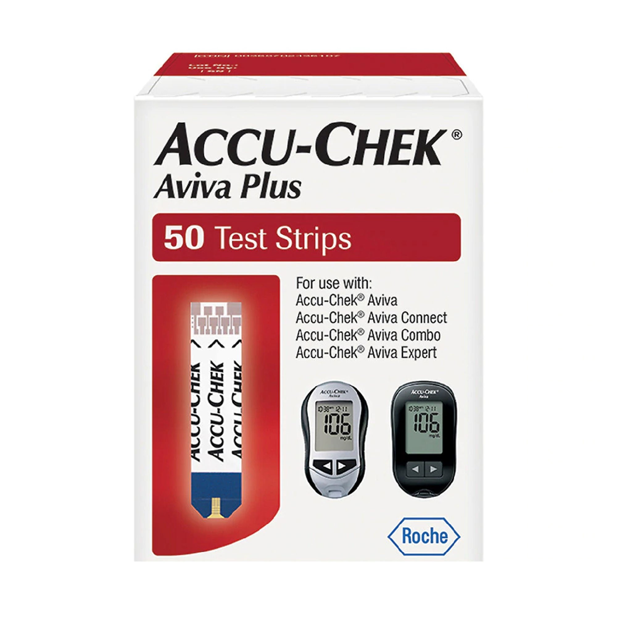Accu-Chek® Aviva Plus Blood Glucose Test Strips, 50ct., Retail