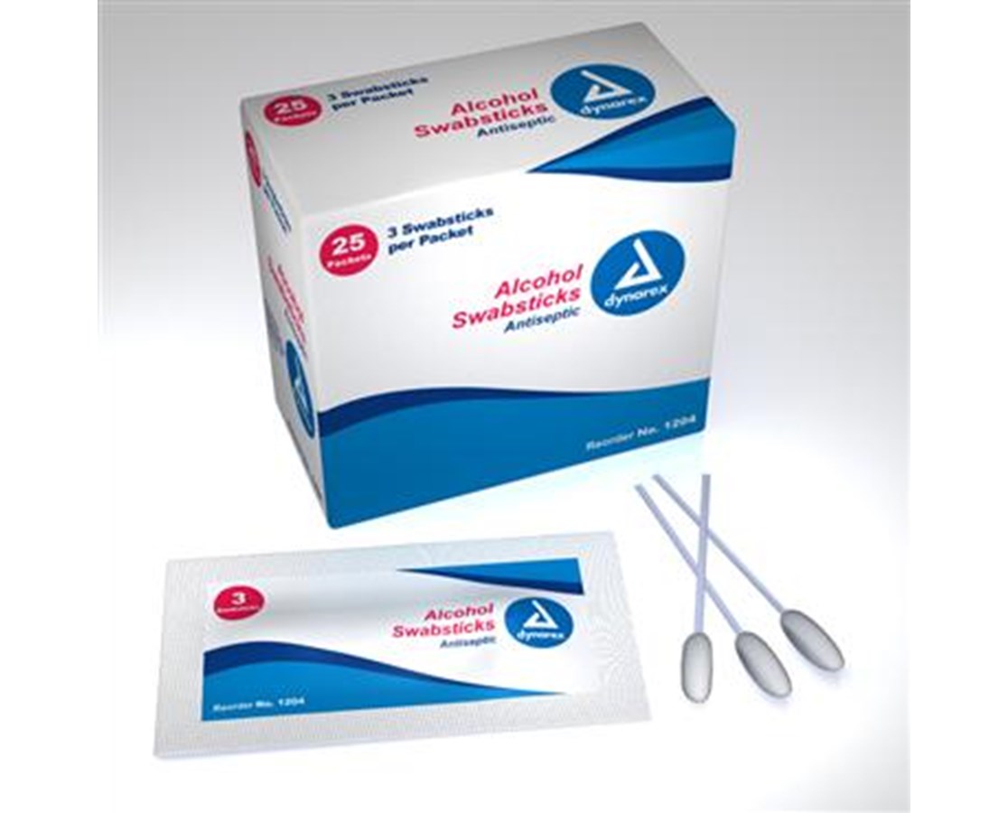 Alcohol Swabsticks, 3 Swabsticks Per Pack, 4"
