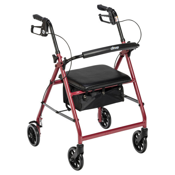Aluminum Rollator, 6" Casters Red, Each