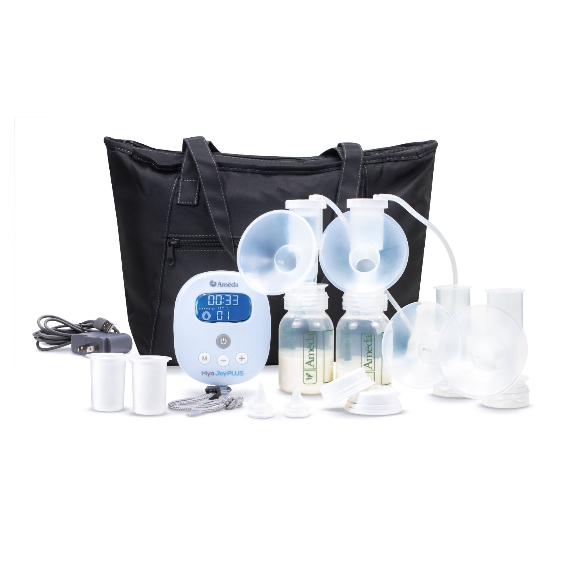 Ameda Mya Joy PLUS Rechargeable, Quiet, and Portable Double Breast Pump with Tote
