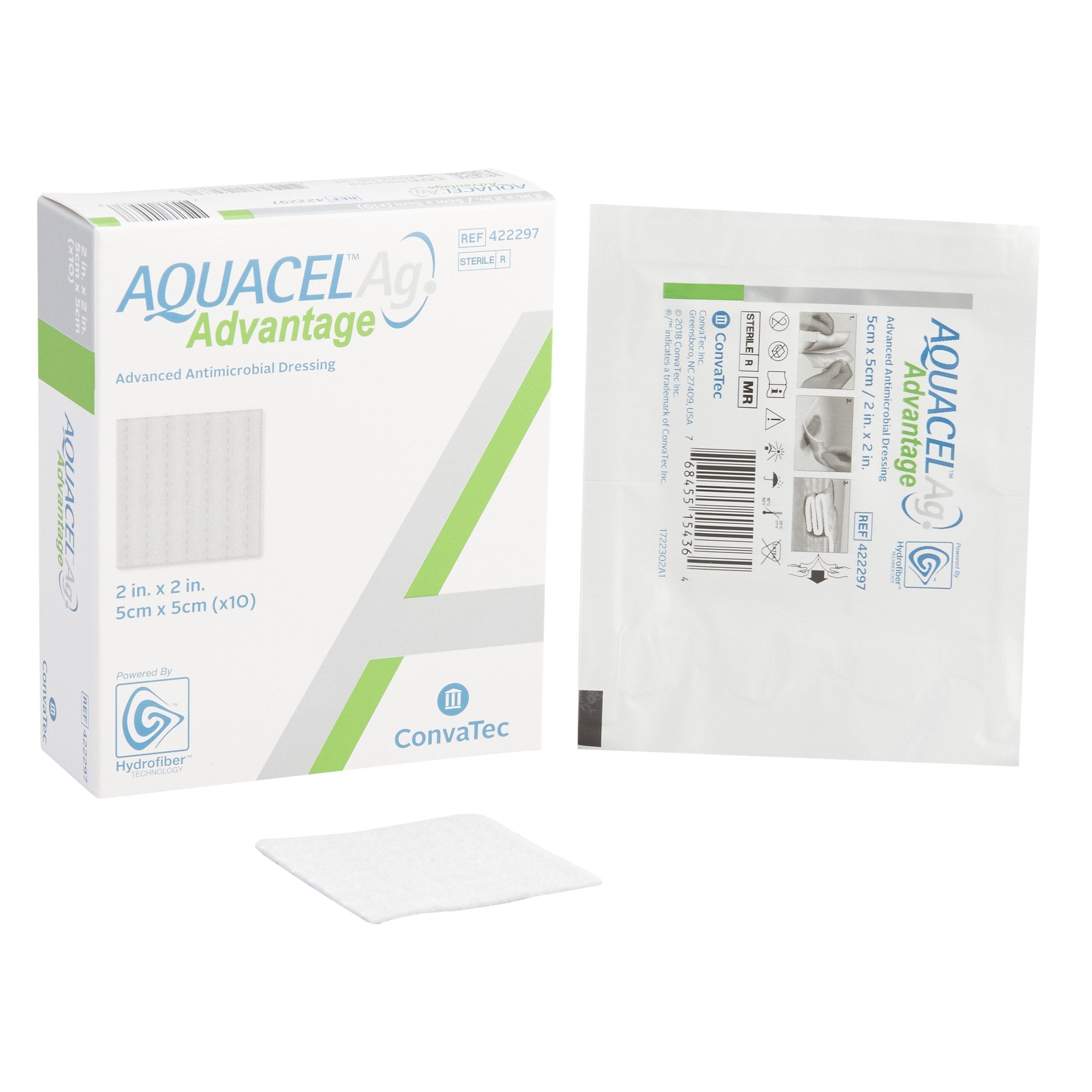 AQUACEL® Ag Advantage Enhanced Hydrofiber Dressing with Silver 2x2" (5x5cm)
