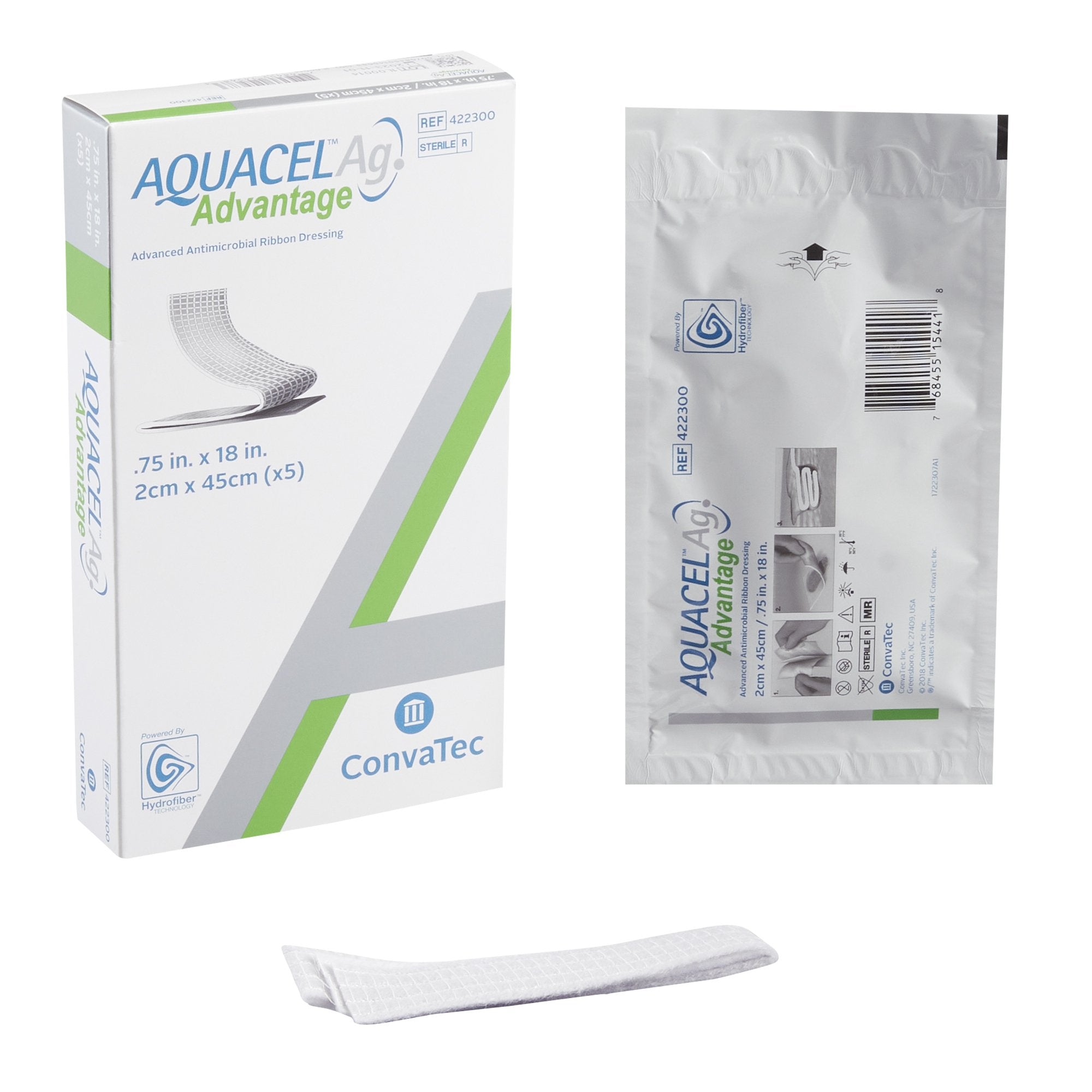 AQUACEL® Ag Advantage Enhanced Hydrofiber Dressing with Silver .75x18" (2x45cm)