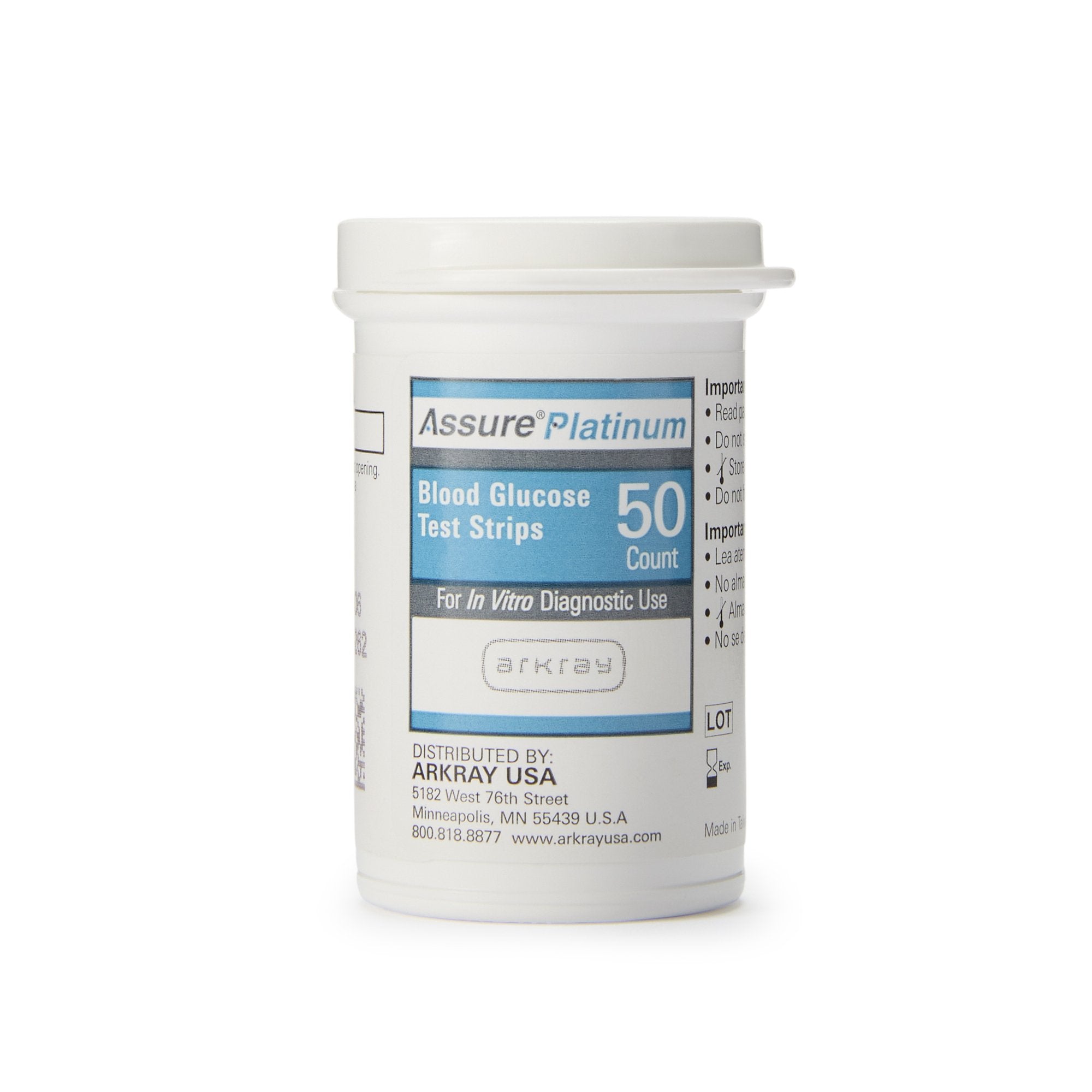 Assuere Platinum Blood Glucose Test Strips, 50ct