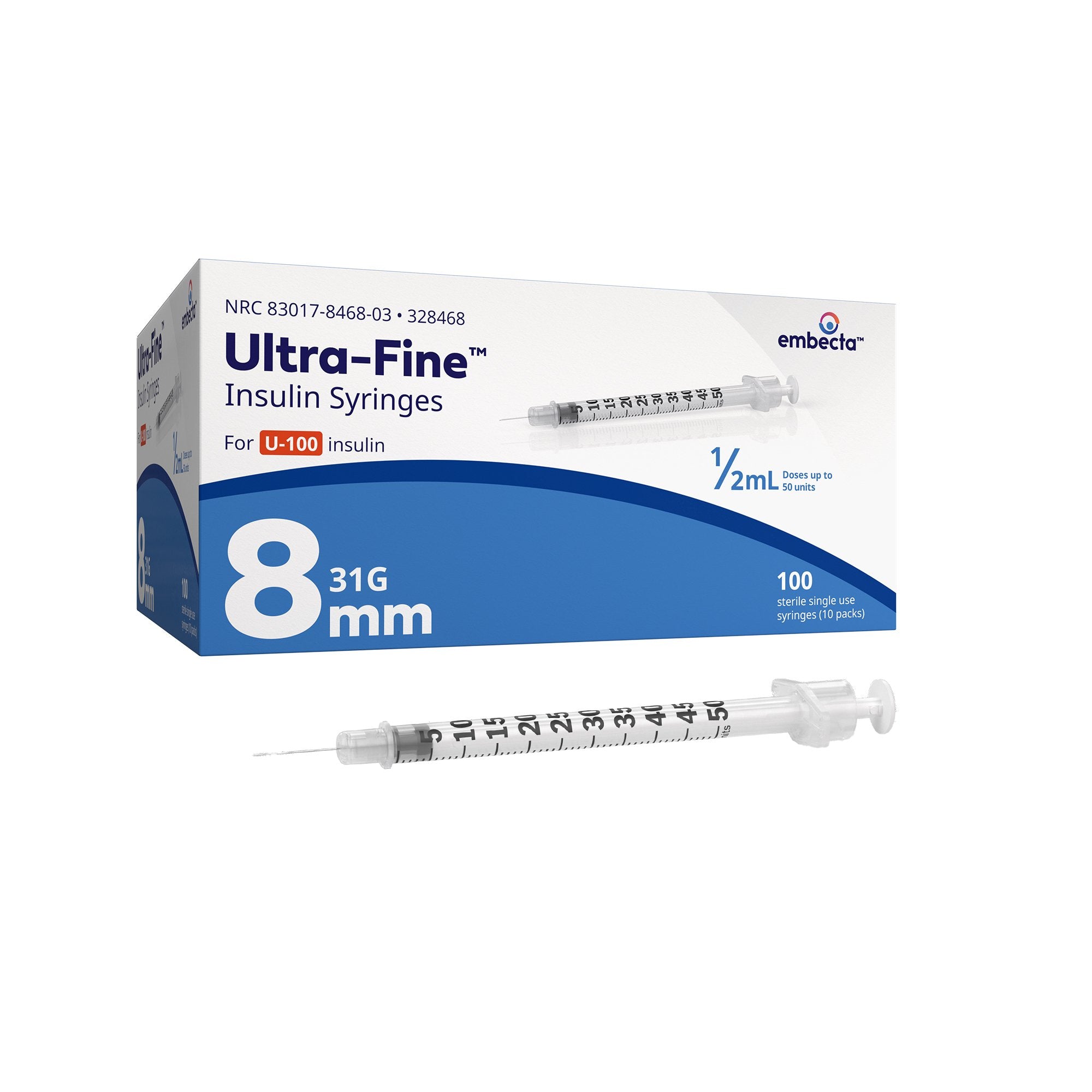 BD™ Insulin Syringe Ultra-Fine™ Needle, 1/2 cc, 31 G x 8 mm