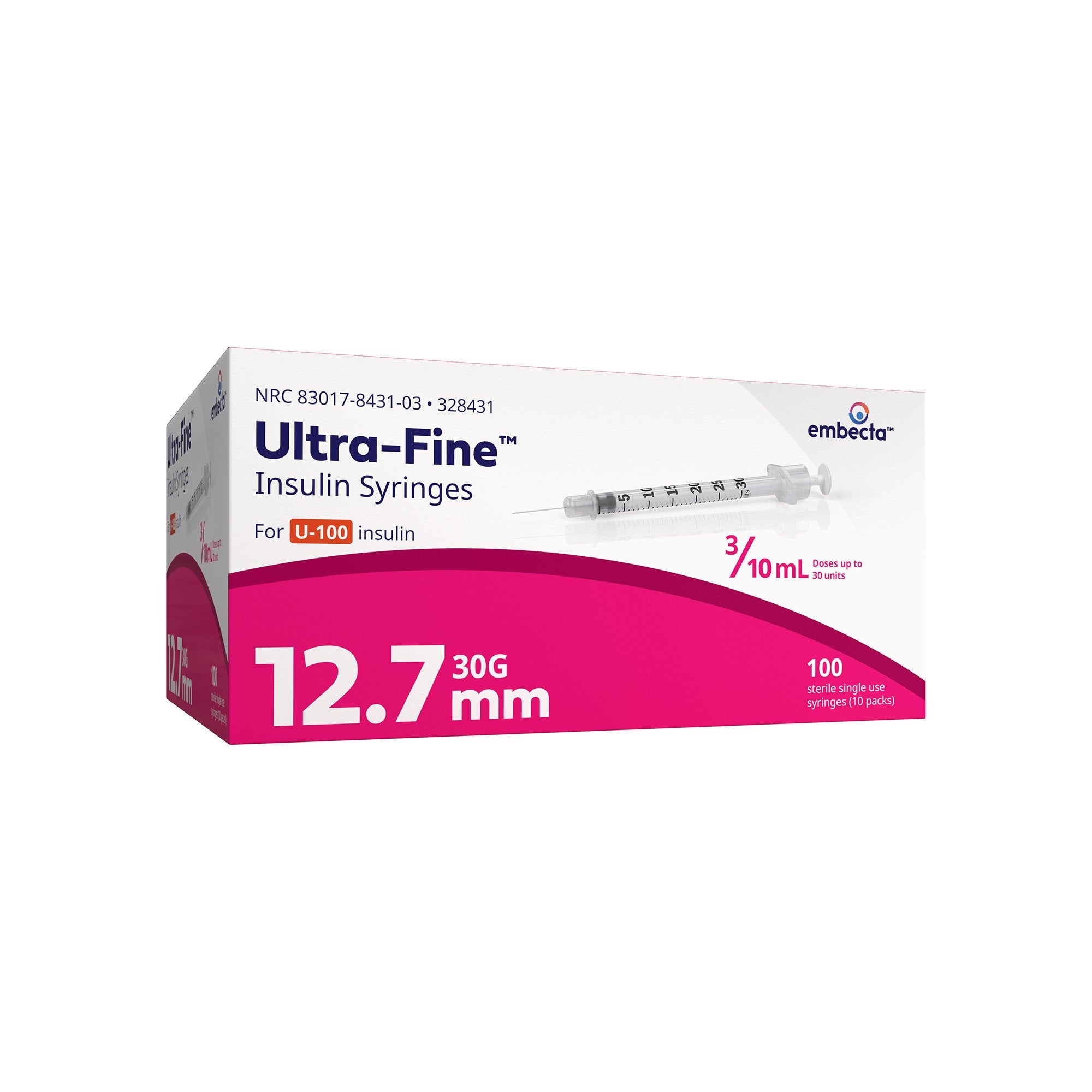 BD™ Insulin Syringe Ultra-Fine™ Needle, 3/10 cc, 30 G x 12.7 mm