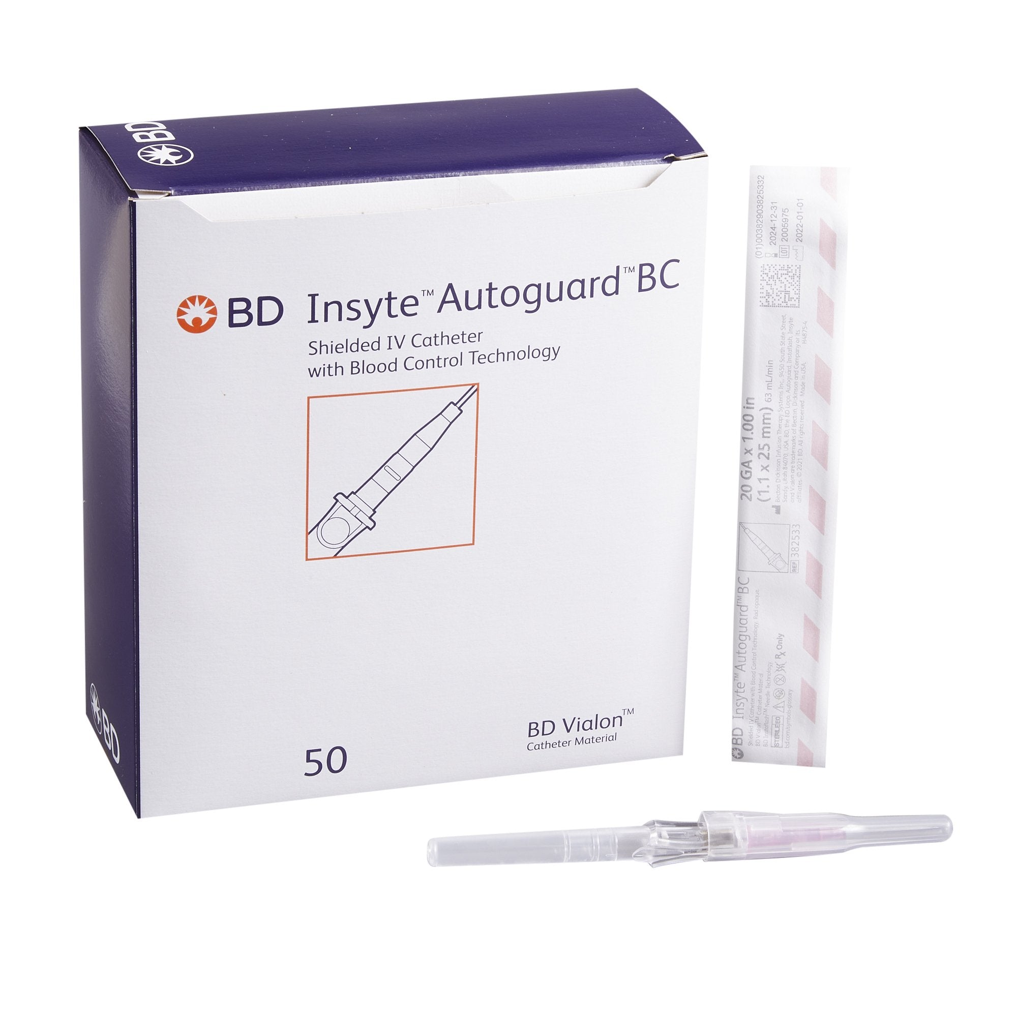 BD Insyte™ Autoguard™ BC Shielded IV Catheter, 20g x 1", Pink