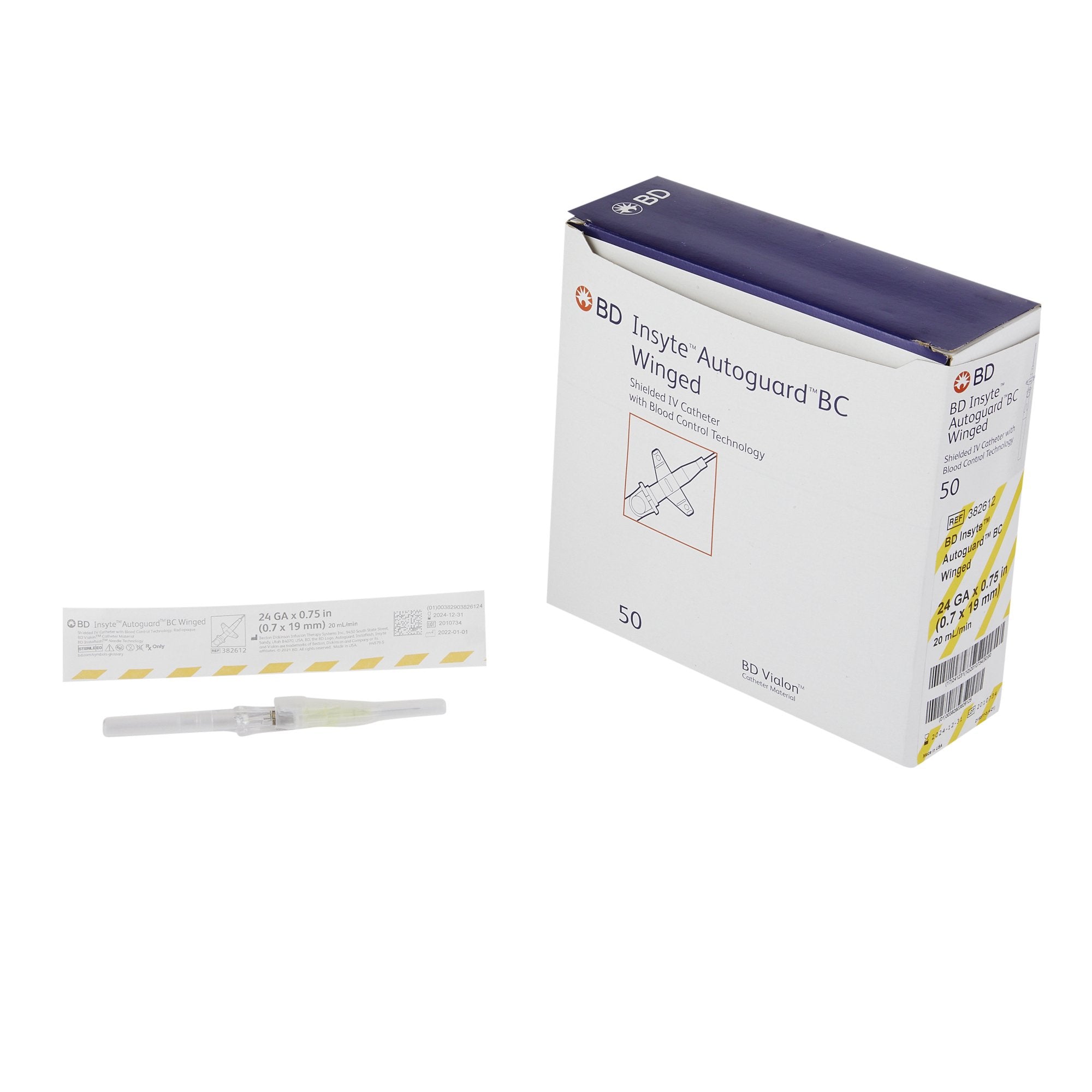 BD Insyte™ Autoguard™ BC Shielded IV Catheter,Winged,24g x 3/4"