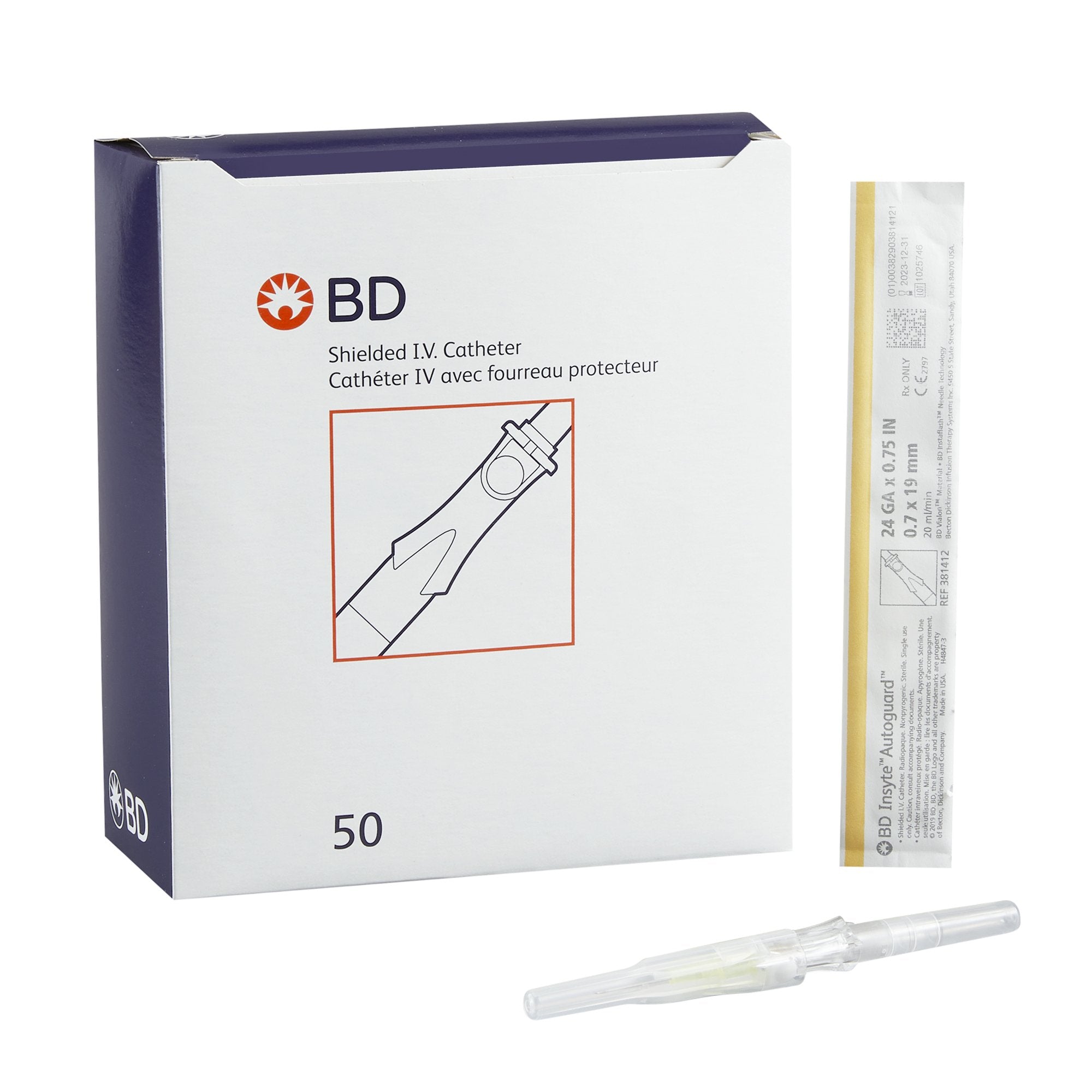 BD Insyte™ Autoguard™ Shielded IV Catheter, 24g x 3/4"
