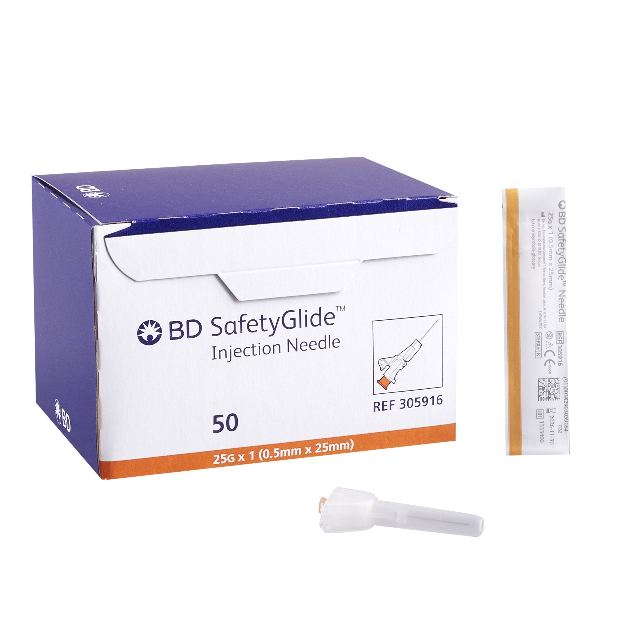 BD™ SafetyGlide™ IM Hypodermic Needle, 25g x 1"