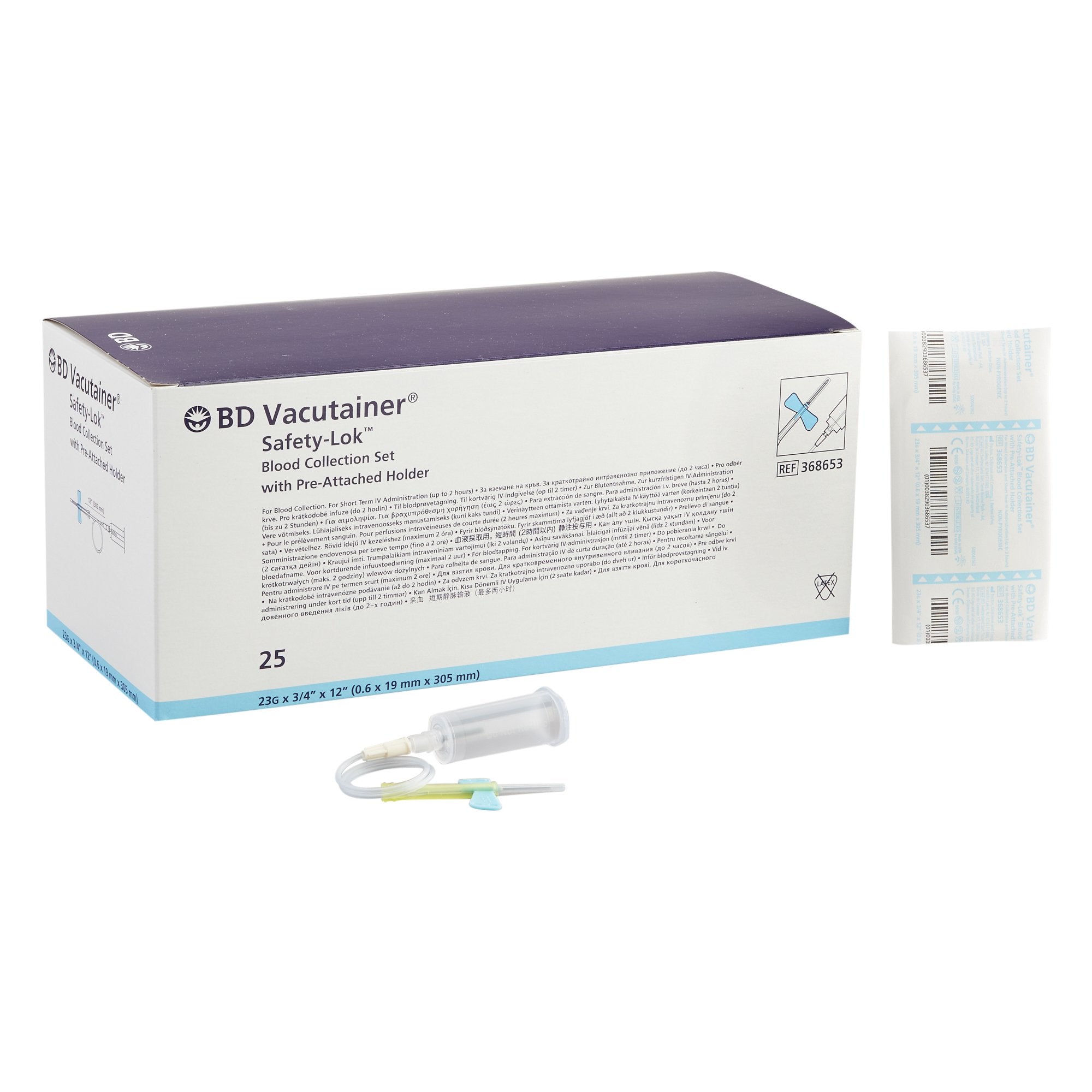 BD Vacutainer® Blood Collection Set, 23g x 3/4", 12" Tubing w/Attached Holder