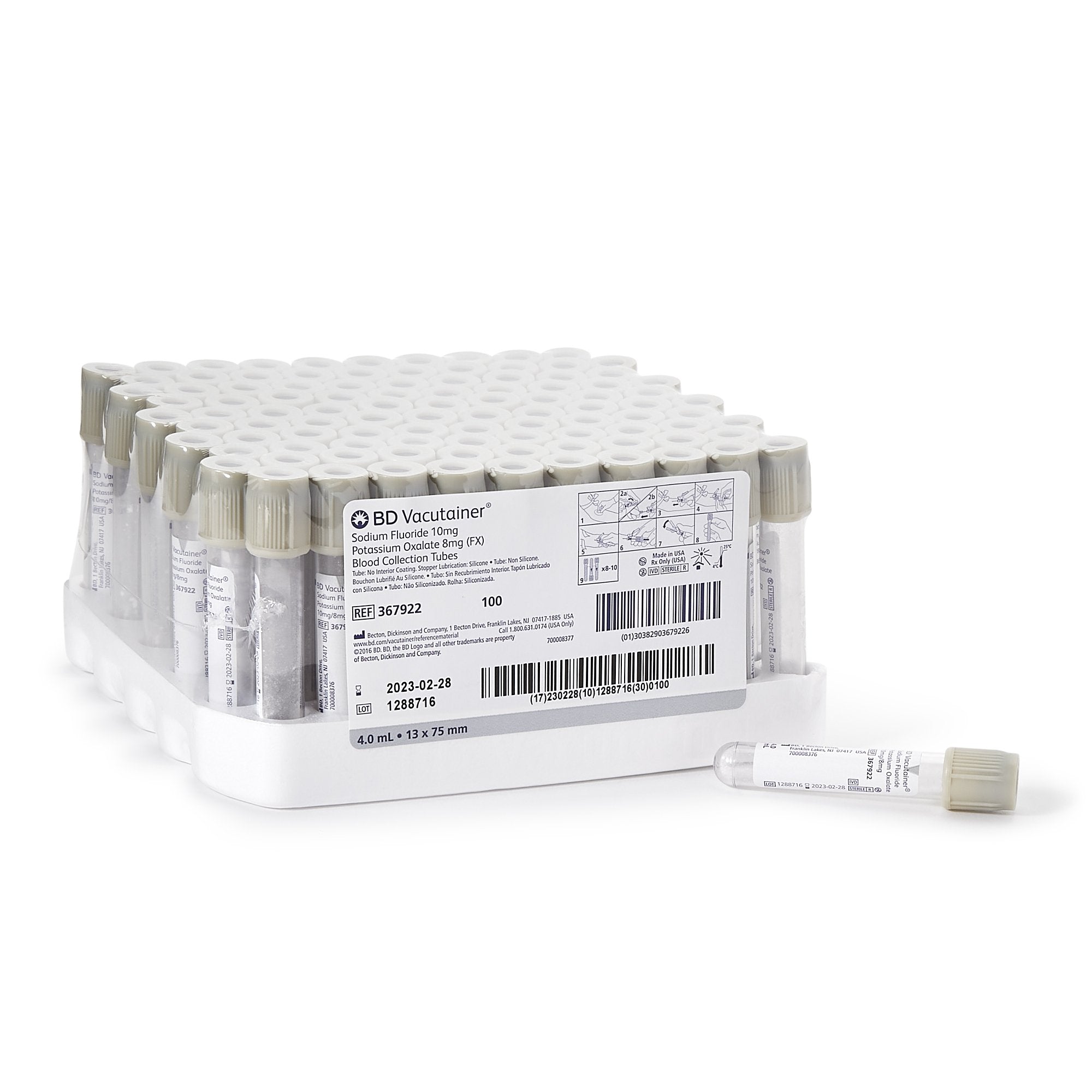 BD Vacutainer® Plus Plastic Tube, w/Lt Grey Hemogard™ Closure, 13 x 75 mm, 4 mL