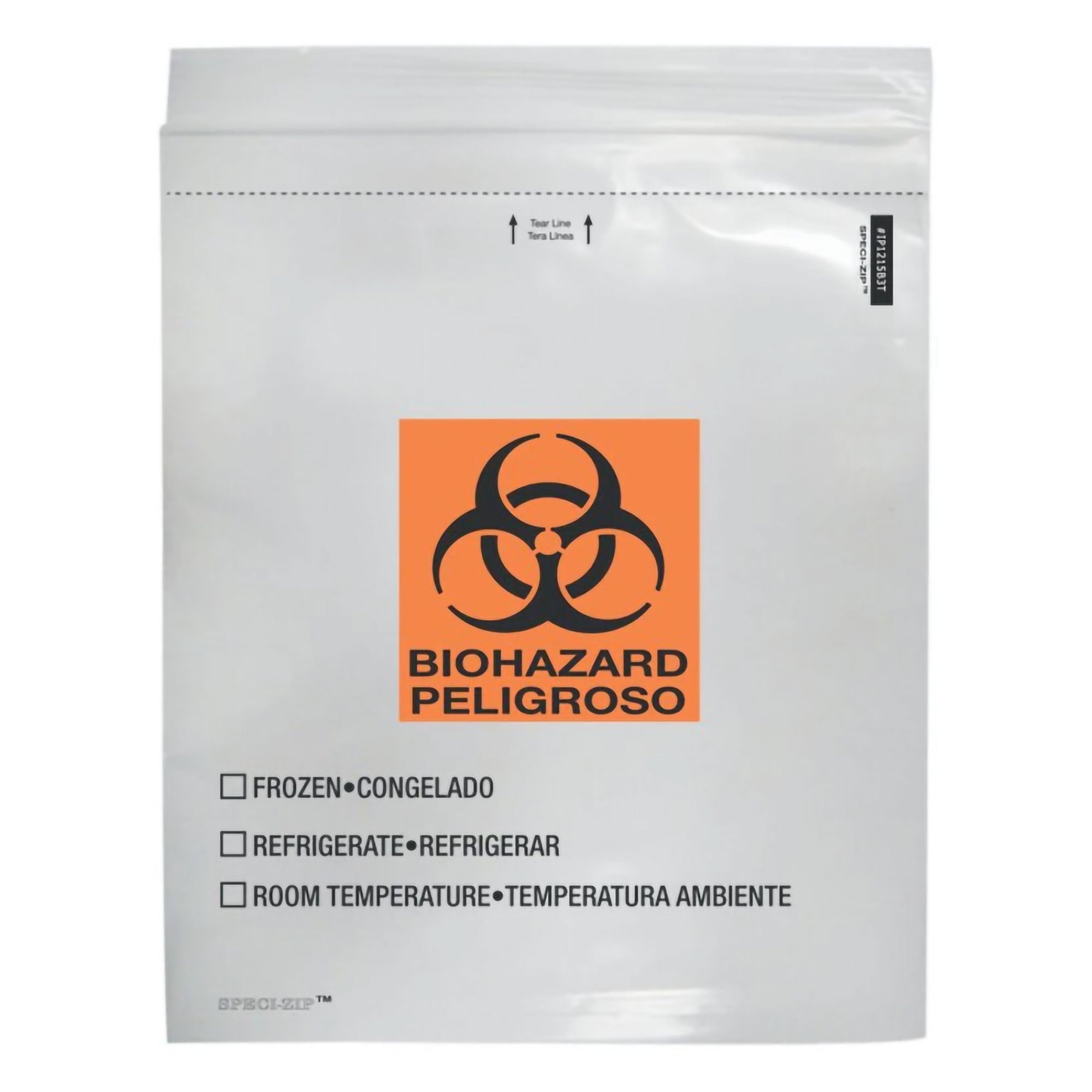 Biohazard/Specimen Transport Bag w/Zip Closure & 2 Pockets, Clear, 12" x 15"