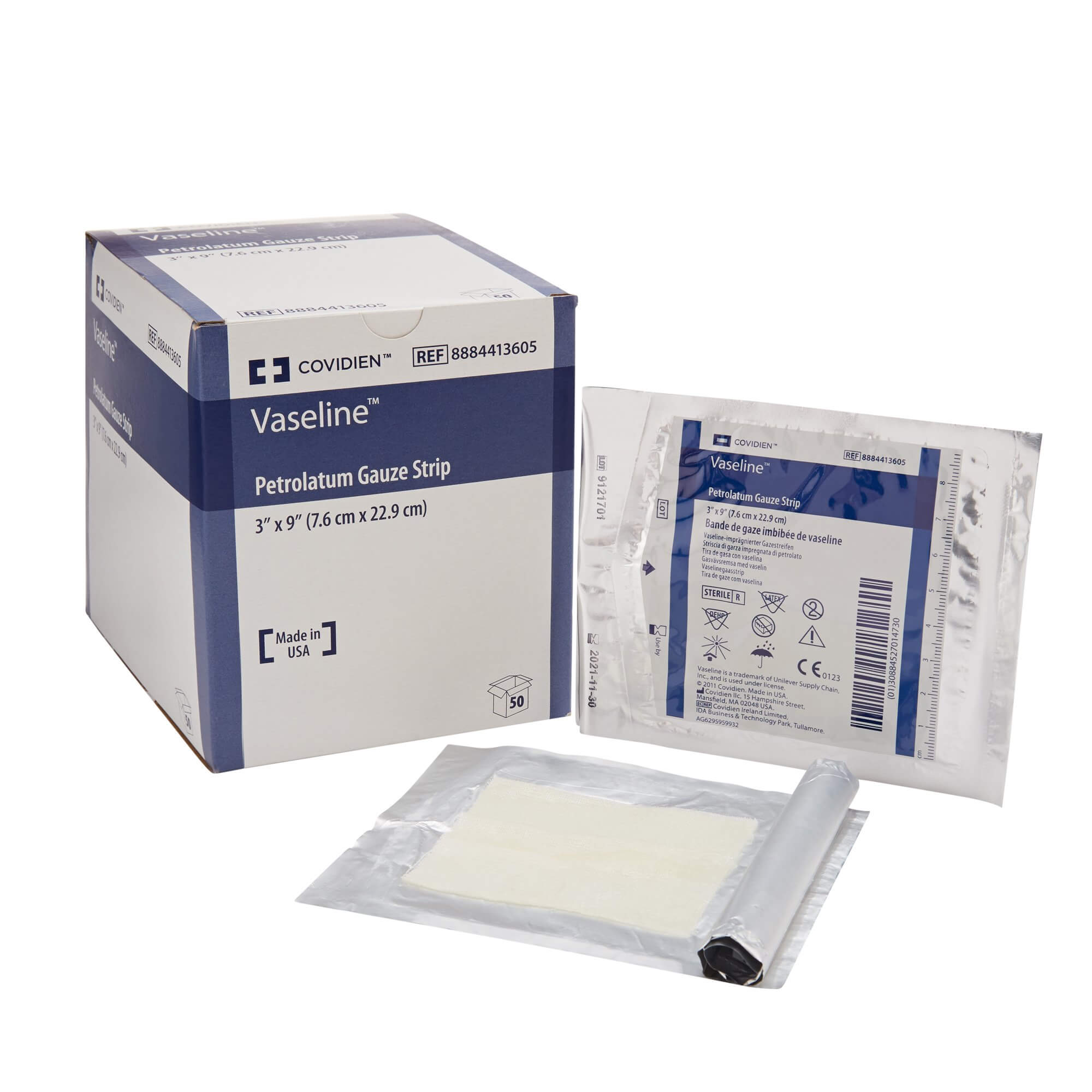 Cardinal Health Vaseline Petrolatum Gauze Dressing, 3" x 9"