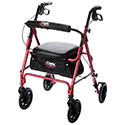 Carex Premium Aluminum Rollator with 8" Wheels, Red