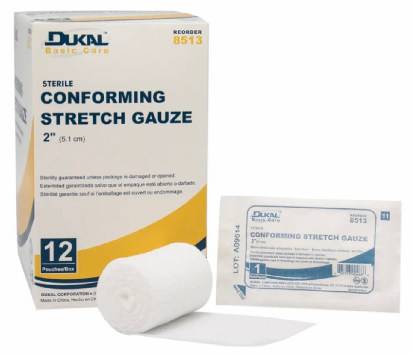 Conforming Stretch Gauze, 2", Sterile, 12 Rolls/Bag,
