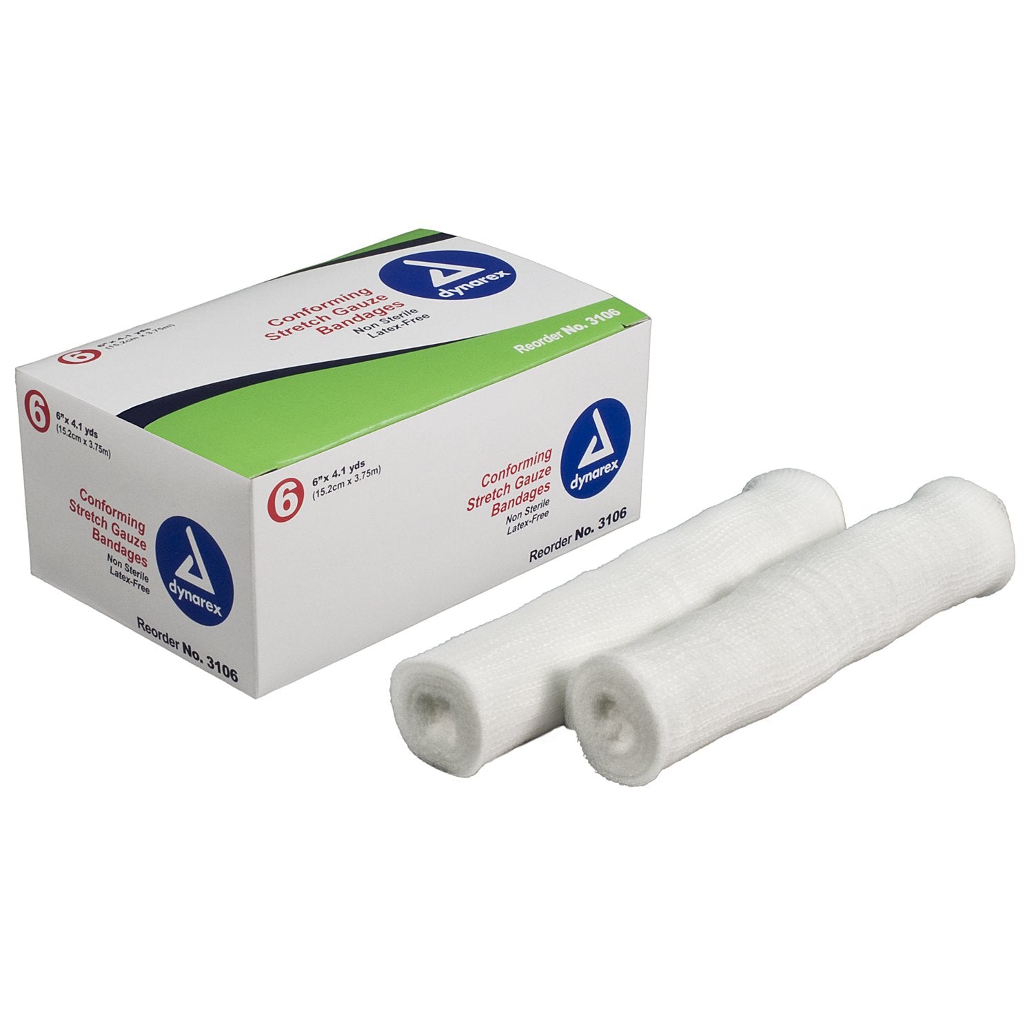 Conforming Stretch Gauze Bandage Roll, 6" x 4.1 yds, Non-Sterile, 6 Rolls/Box