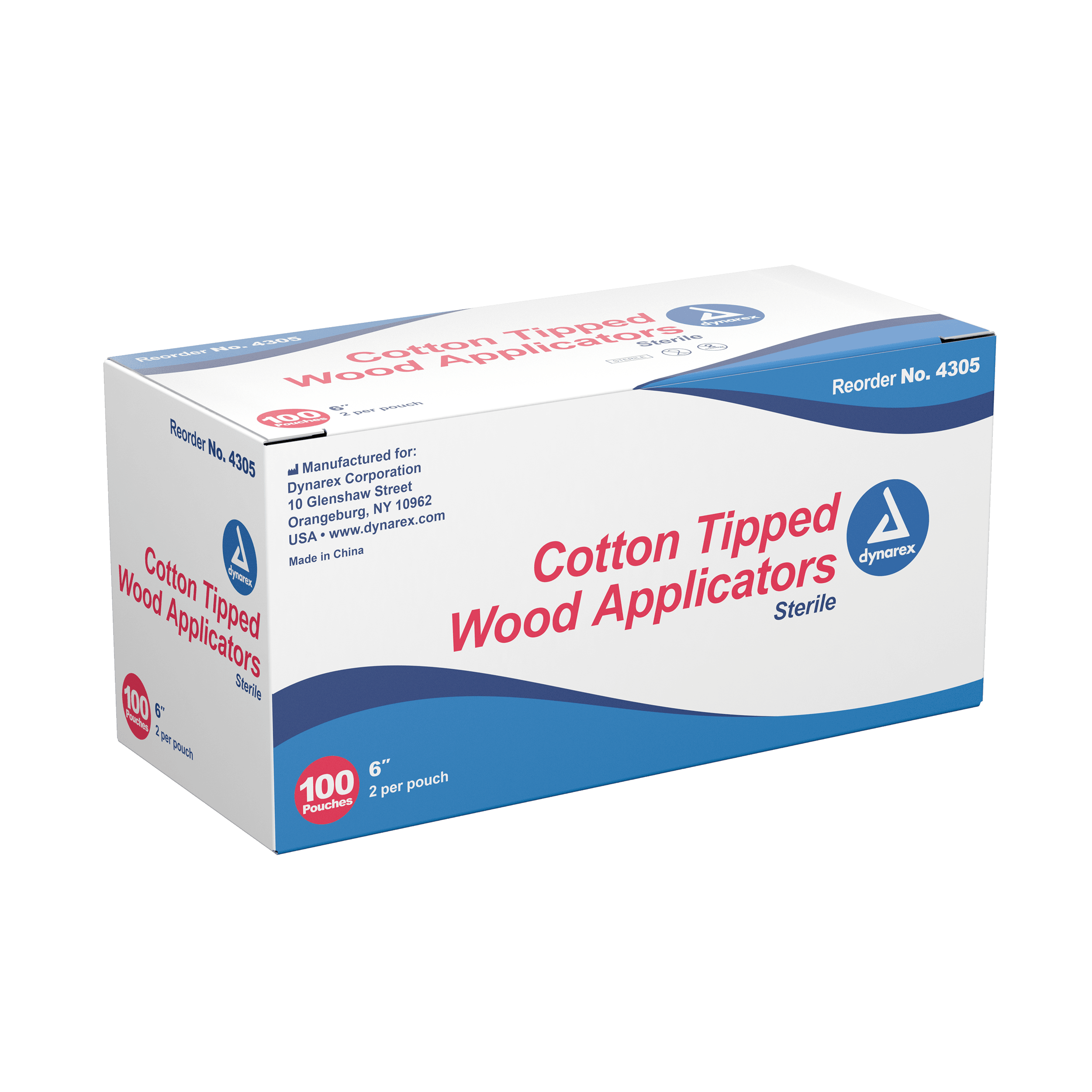 Cotton Tipped Wood Applicator, 6", 2/PK, Sterile
