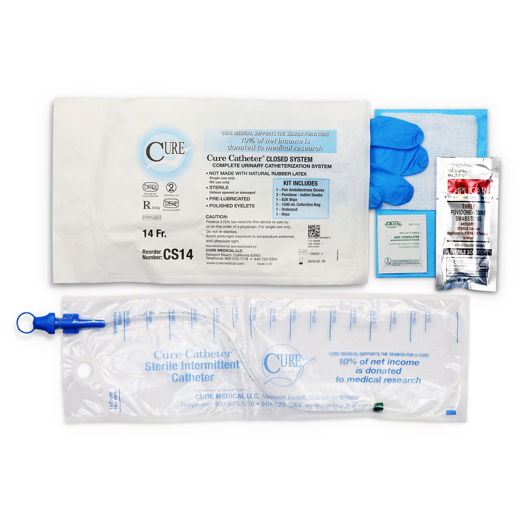 Cure Catheter® Closed System Kit, 14Fr A4353