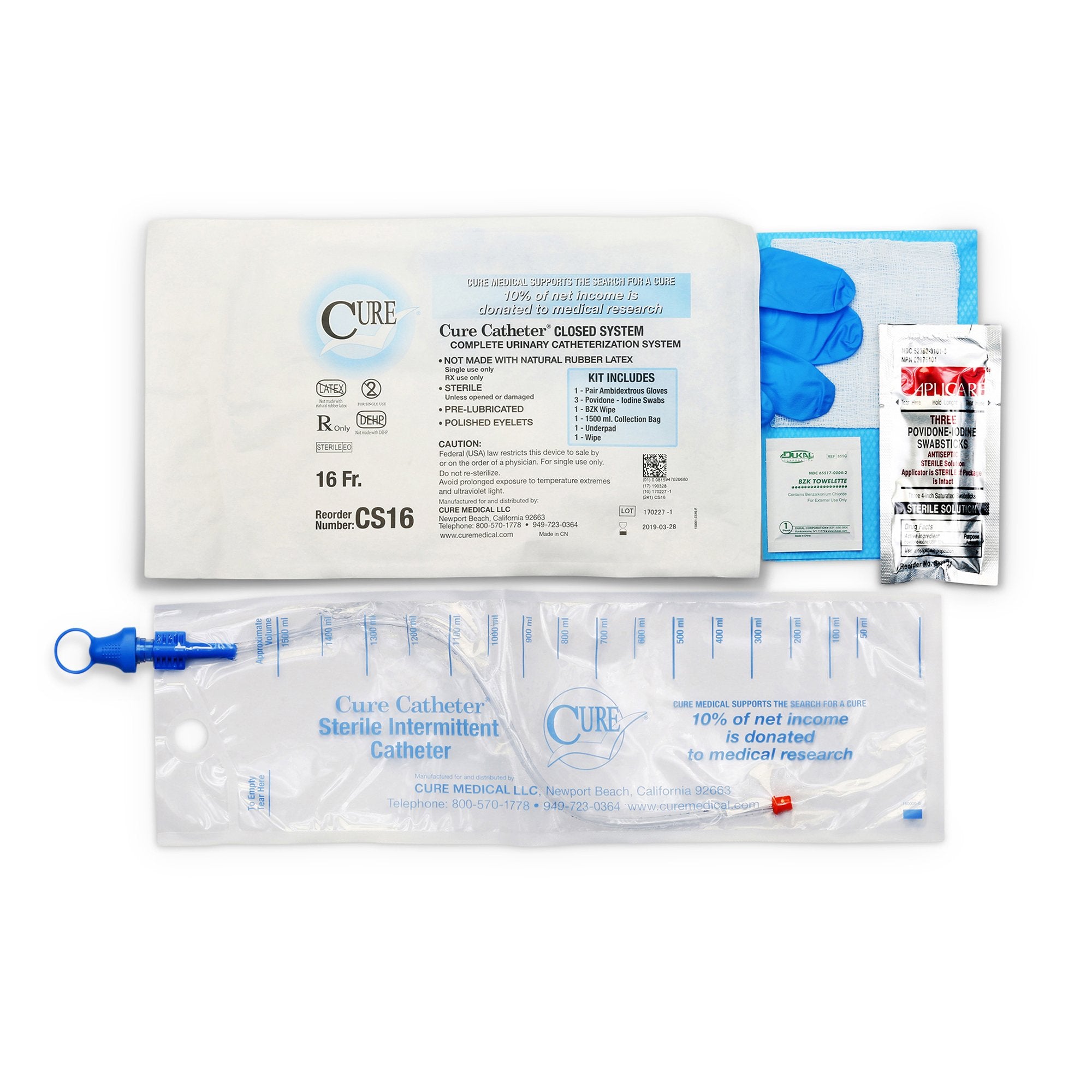 Cure Catheter® Closed System Kit, 16Fr A4353