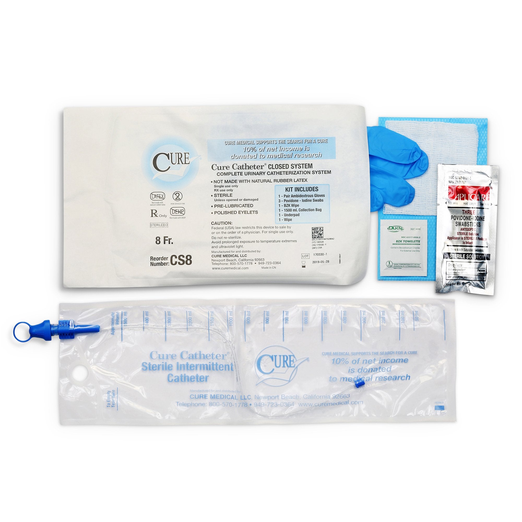 Cure Catheter® Closed System Kit, 8Fr A4353