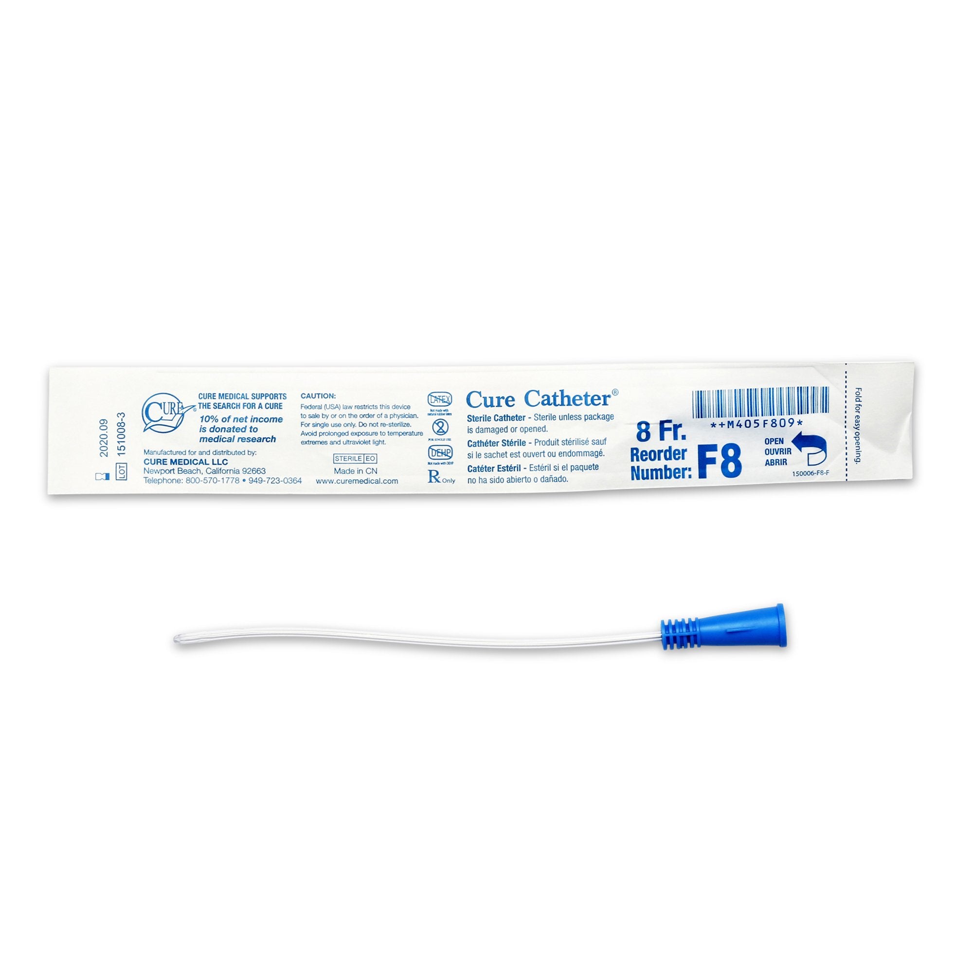 Cure Catheter® Female Catheter with Straight Tip, 6", 8Fr A4351