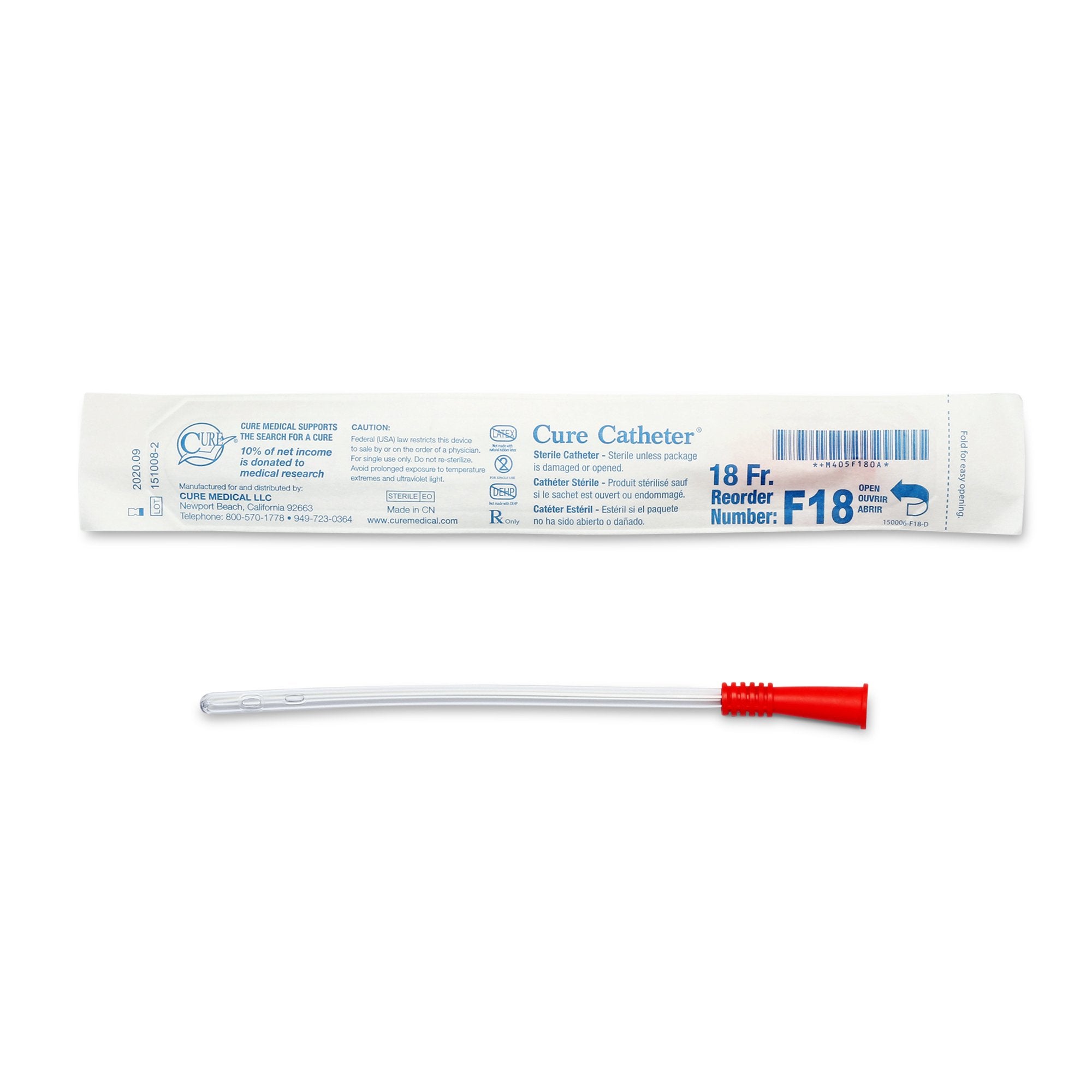 Cure Catheter® Female with Straight Tip, 6", 18Fr A4351