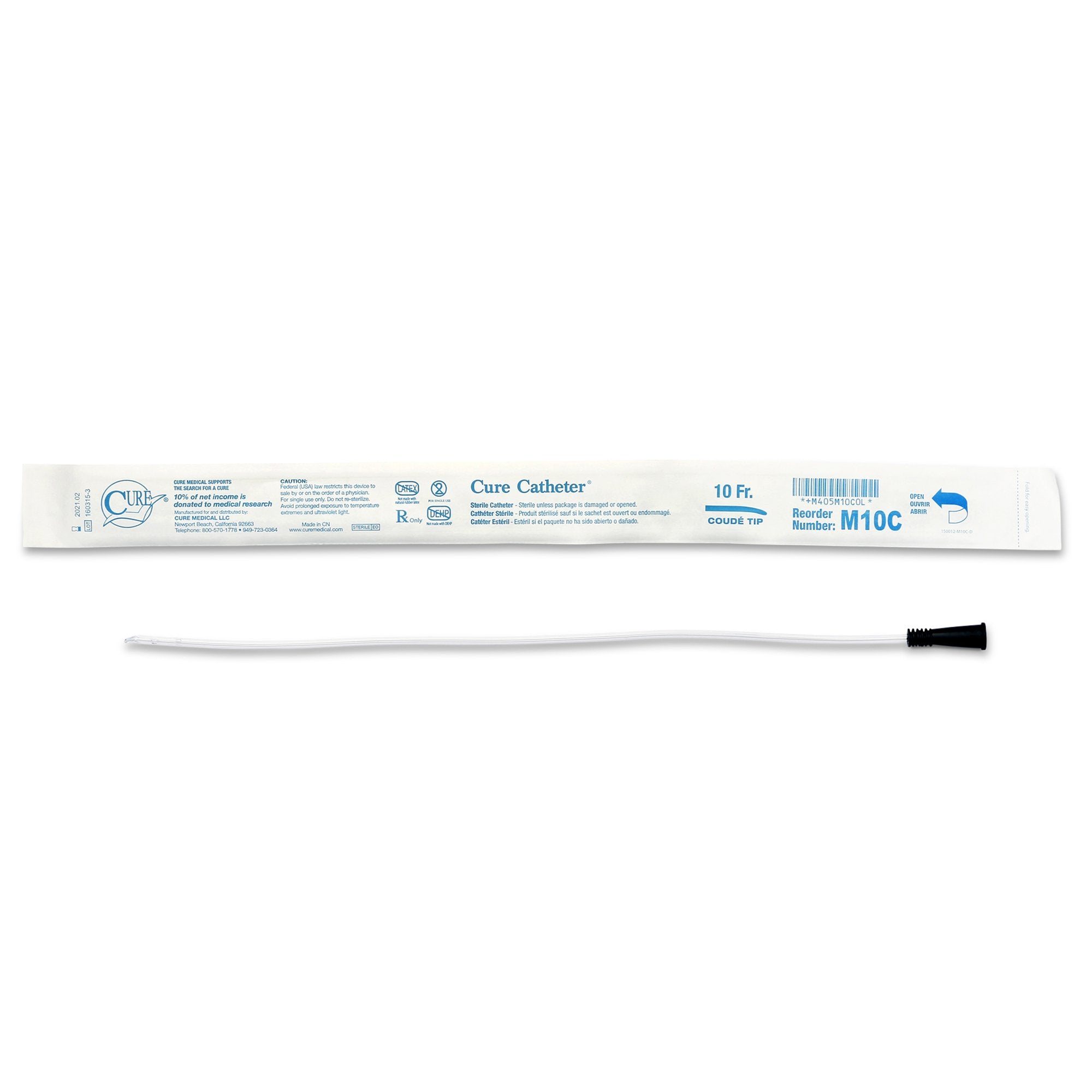 Cure Catheter® Male Catheter with Coude Tip, 16”, 10Fr A4352