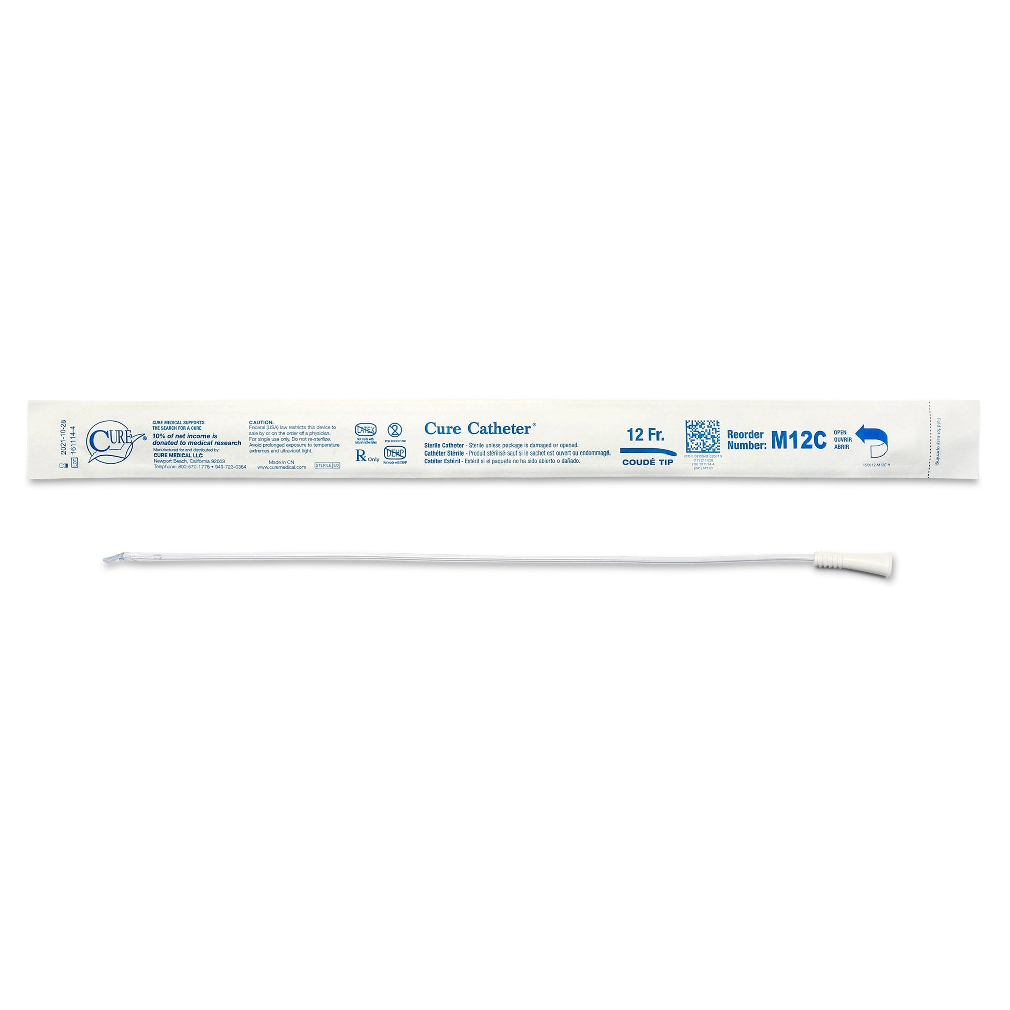 Cure Catheter® Male Catheter with Coude Tip, 16”, 12Fr A4352