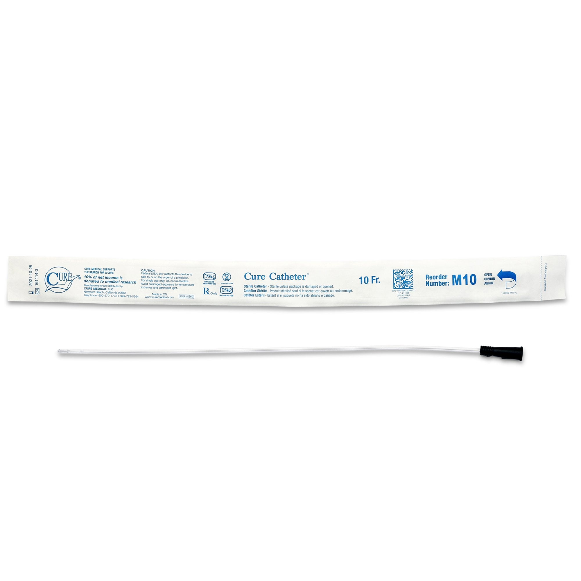 Cure Catheter® Male Catheter with Straight Tip, 16”, 10Fr A4351