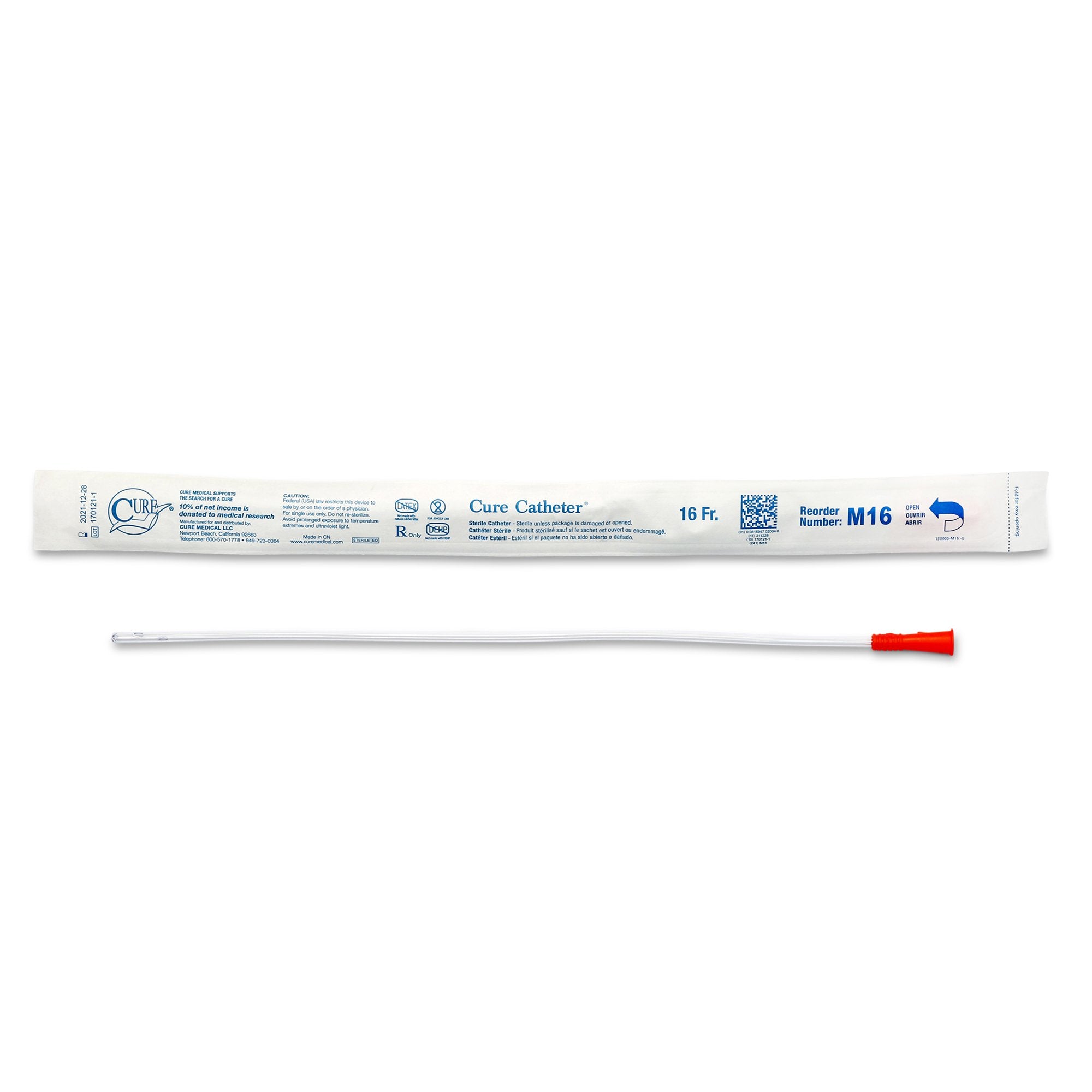 Cure Catheter® Male Catheter with Straight Tip, 16”, 16Fr A4351