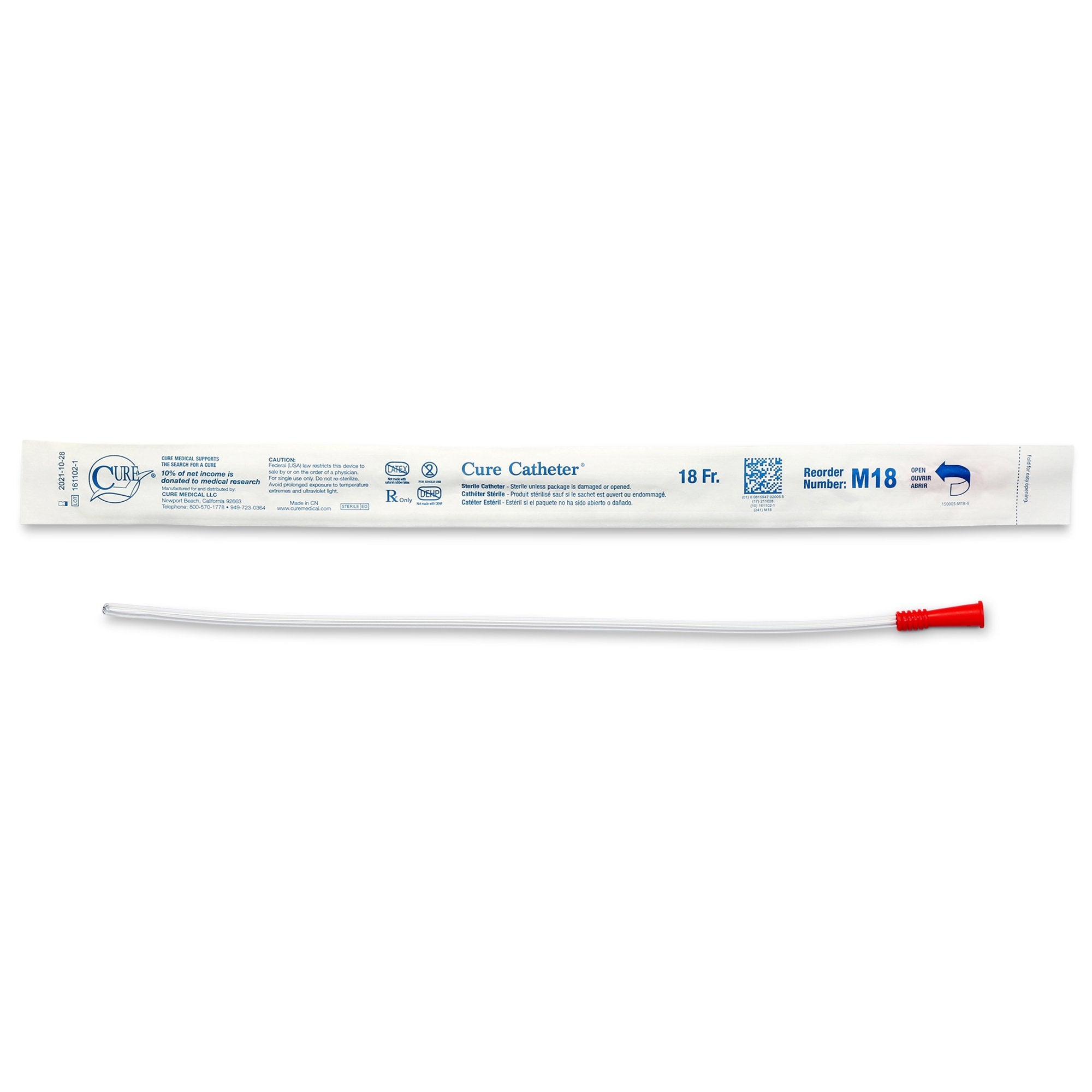 Cure Catheter® Male Catheter with Straight Tip, 16”, 18Fr A4351