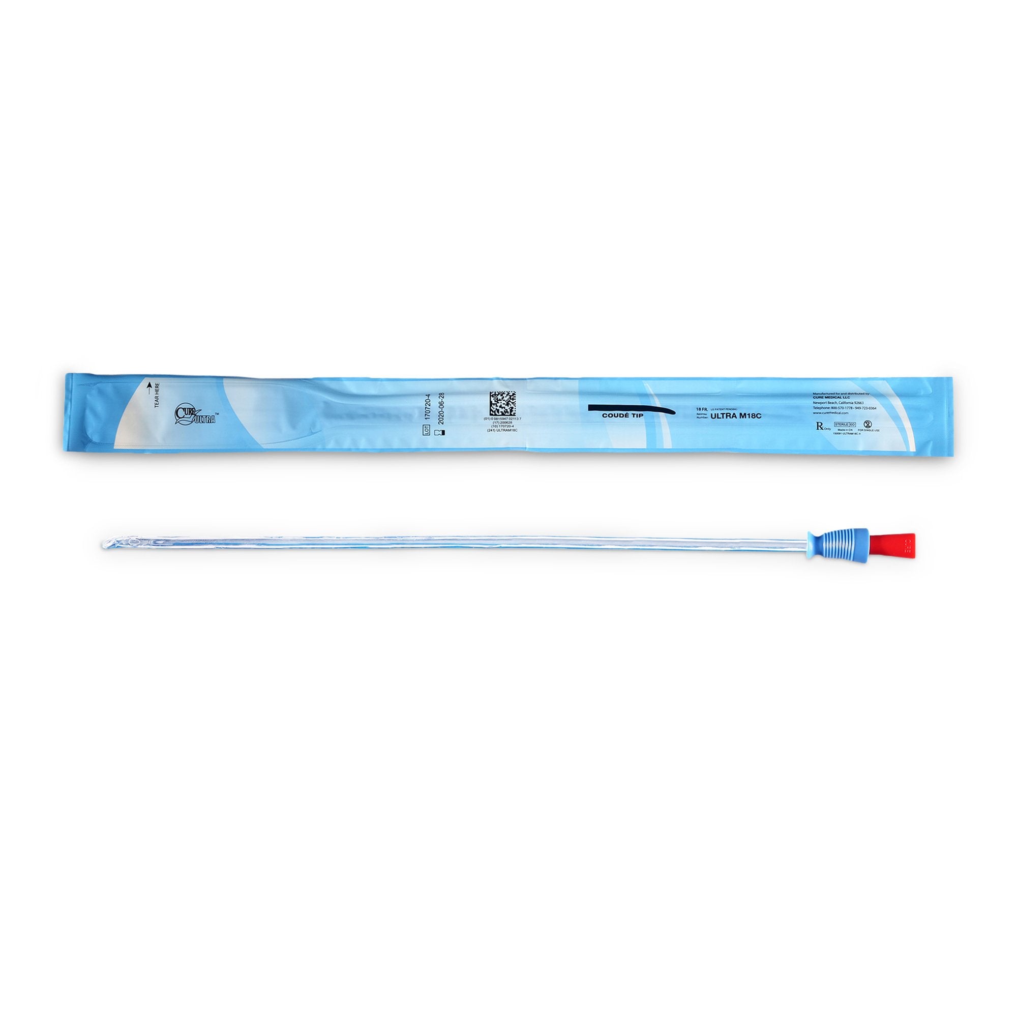Cure Ultra™ Male Catheter with Coude Tip, 16", 18Fr A4352
