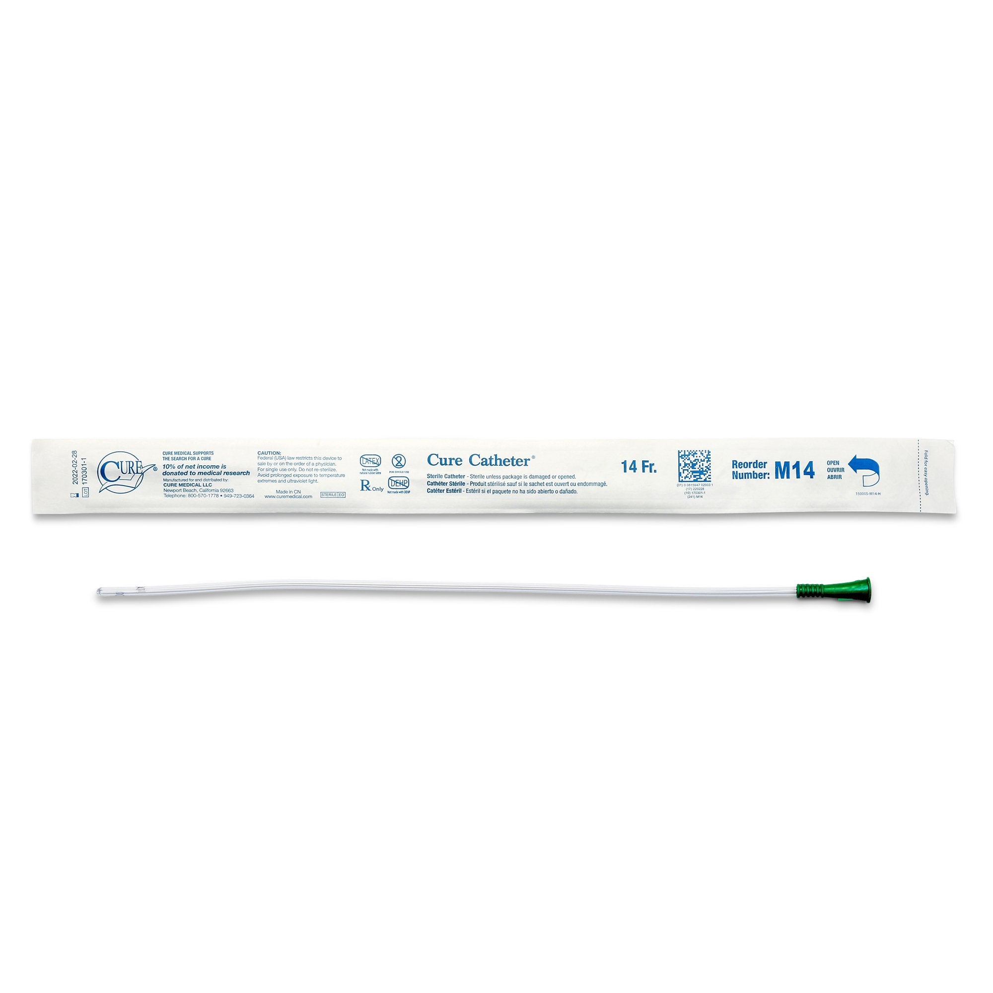 Cure Ultra™ Male Catheter with Straight Tip, 16", 14Fr A4351