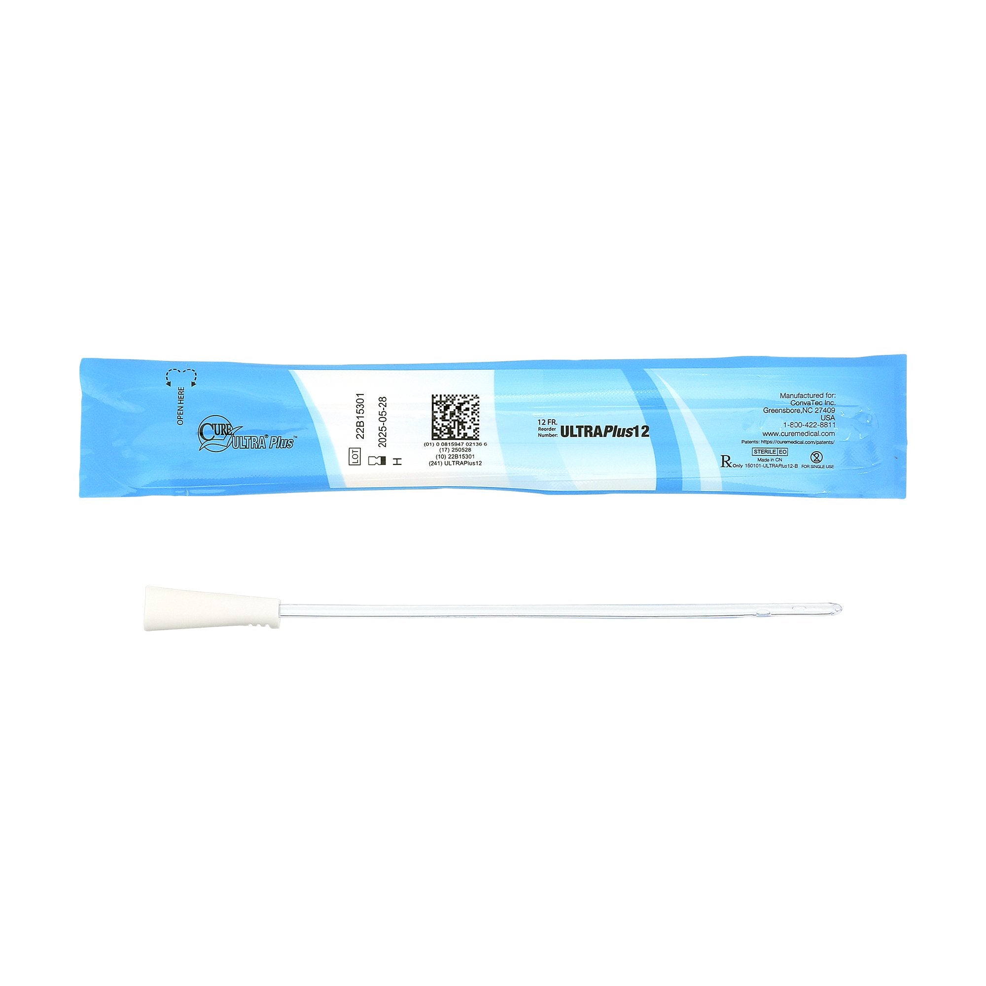 Cure ULTRA® Plus™ Female Catheter with Straight Tip, 8", 12fr