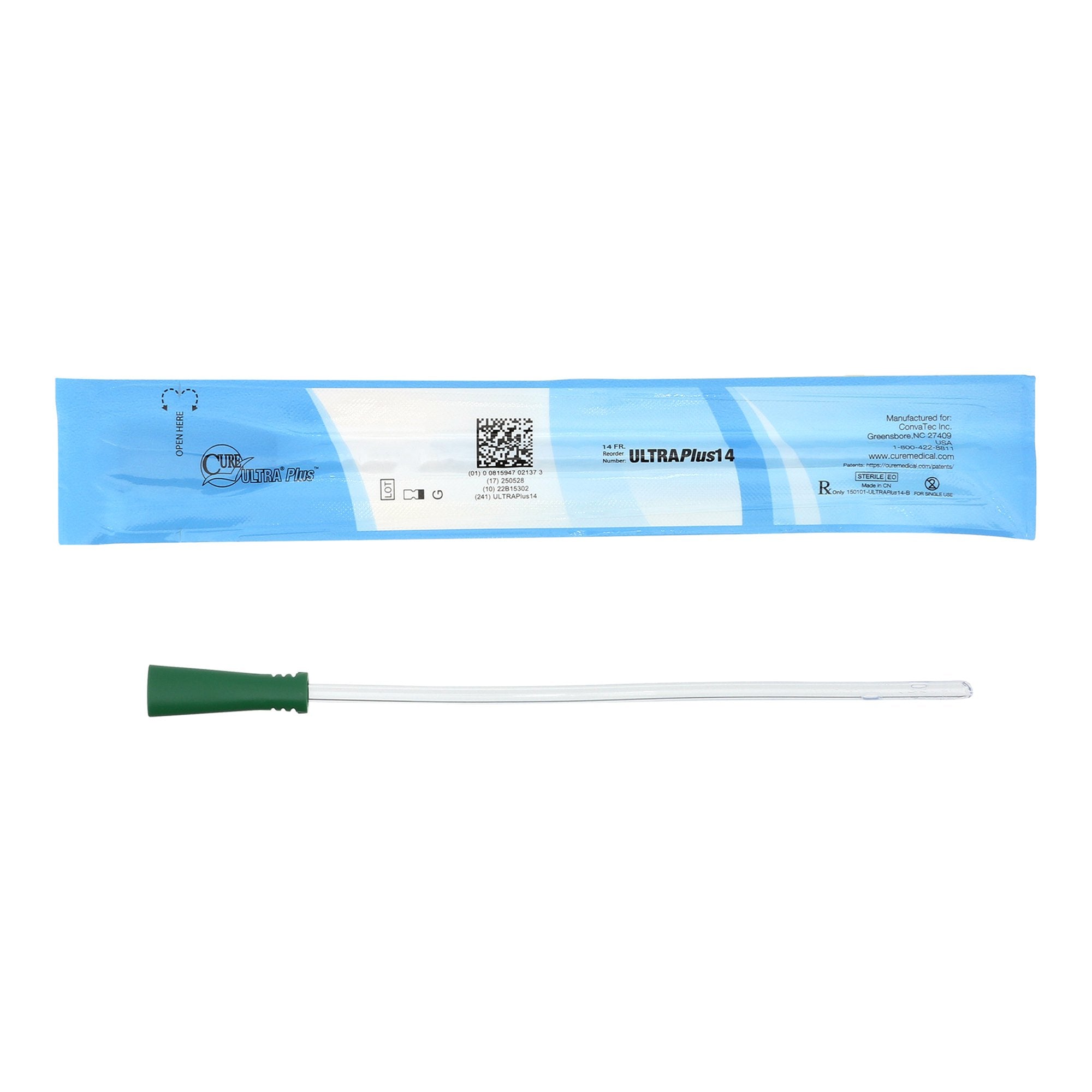 Cure ULTRA® Plus™ Female Catheter with Straight Tip, 8", 14fr