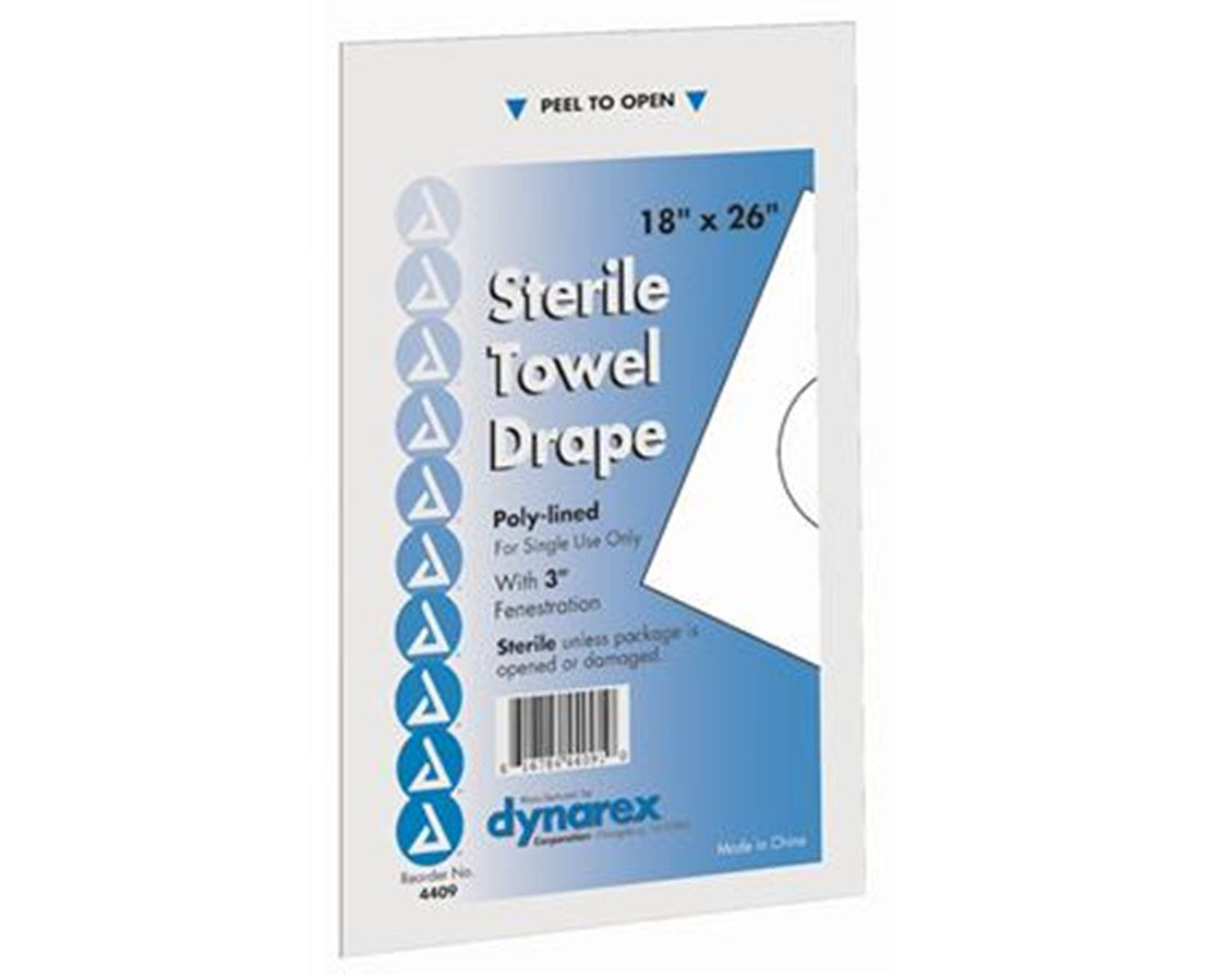 Disposable Sterile Towel Drapes, Fenestrated, 18" × 26"
