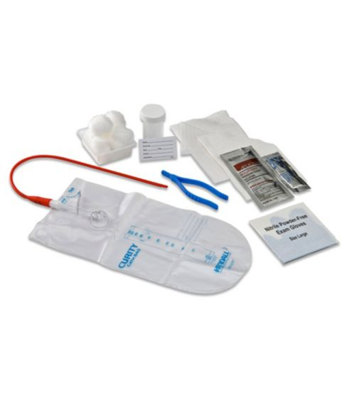 Dover™ Closed Urethral Tray with 14Fr Hydrogel Red Rubber Catheter