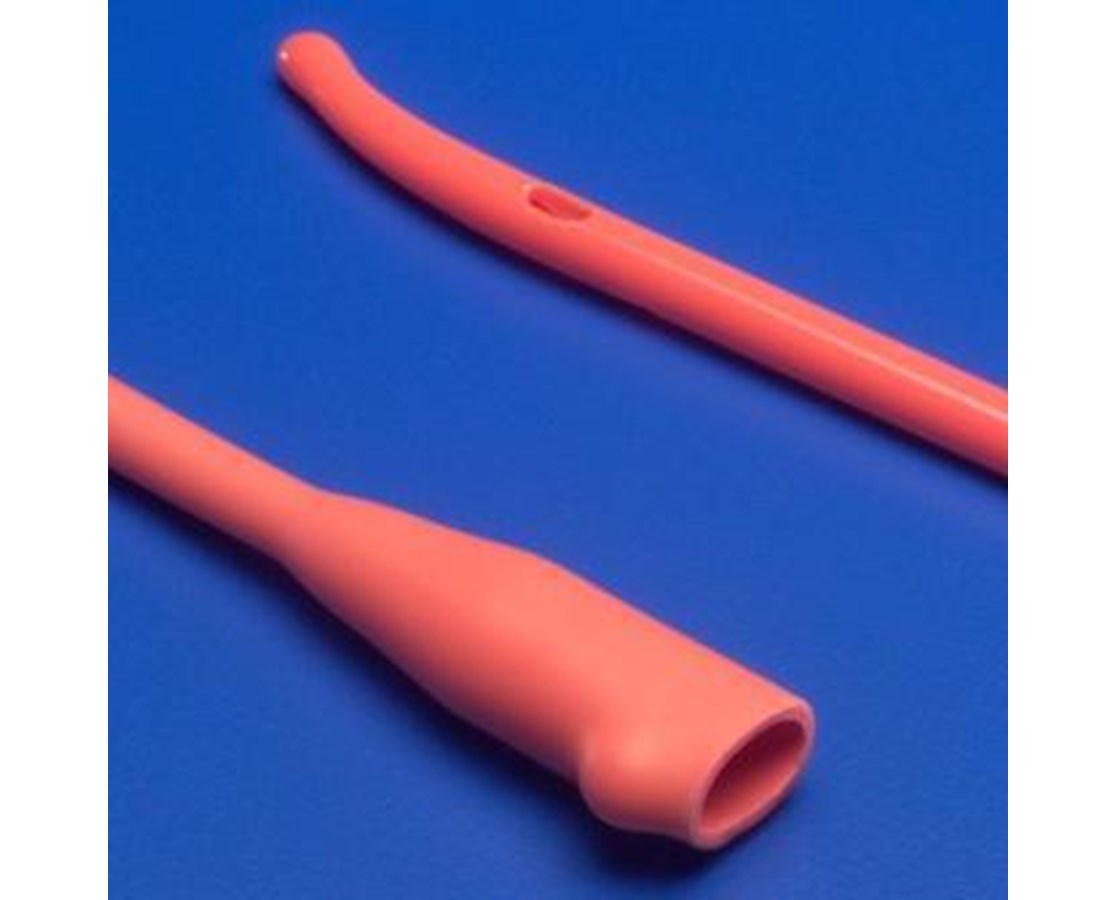 Dover™ Red Rubber Coudé Catheter with Hydrophilic Coating, 16", 16Fr