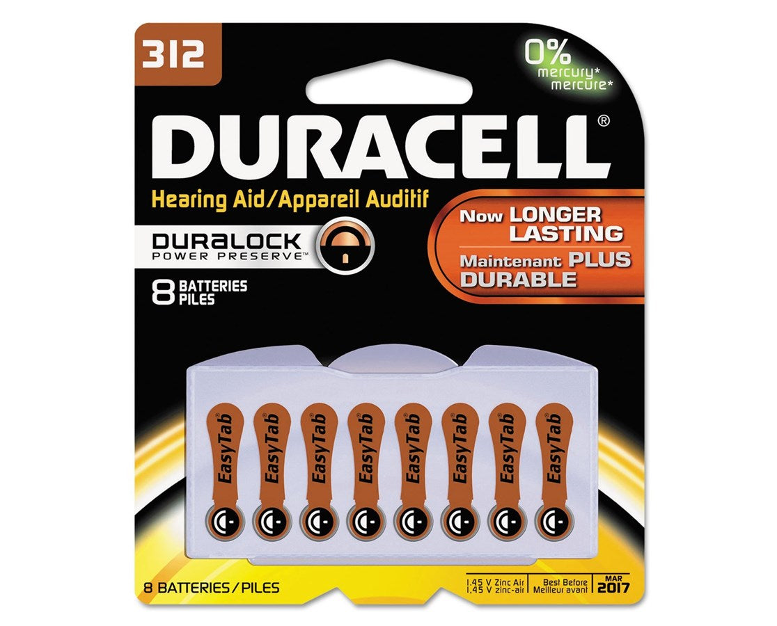 Duracell® Hearing Aid Battery, Zinc Air, Size 312