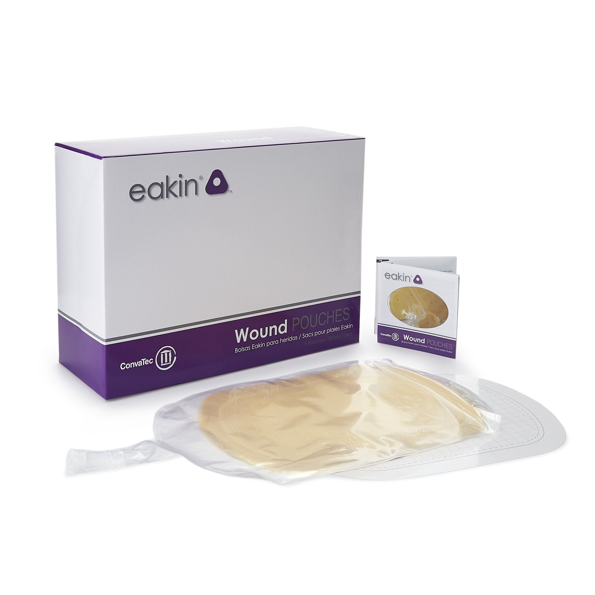 Eakin® Fistula & Wound Pouch, Vertical Cutting Area, Suitable for Wounds up to 9.7" x 6.3" w/Remote Drainage & Tap Closure