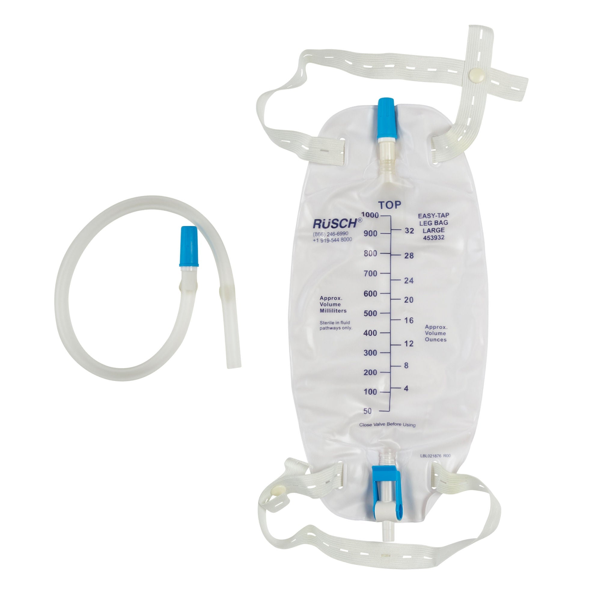 Easy Tap Leg Bag with 18” PVC Extension Tubing, 32oz, Sterile