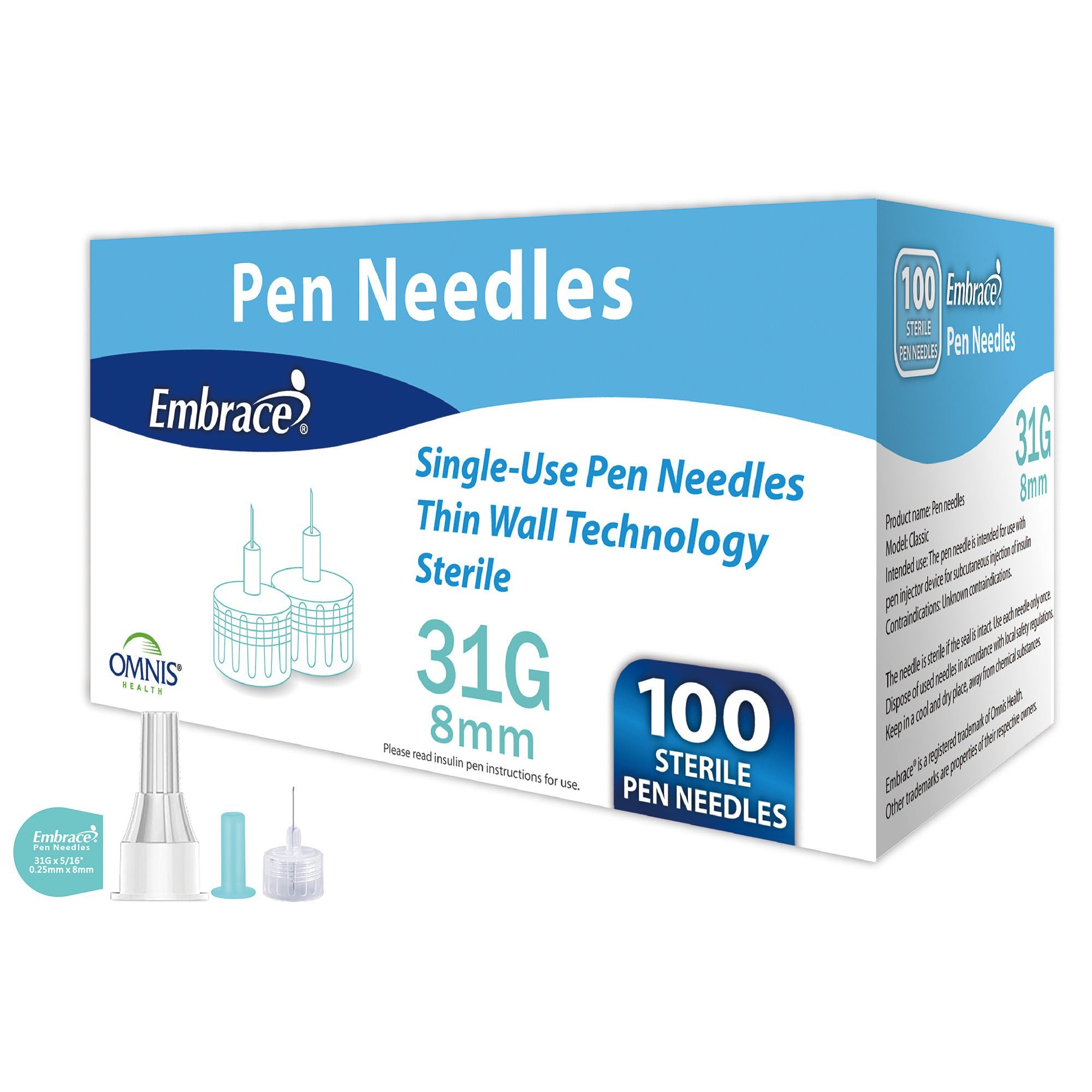 Embrace Pen Needle, 31G, 8mm, 100ct