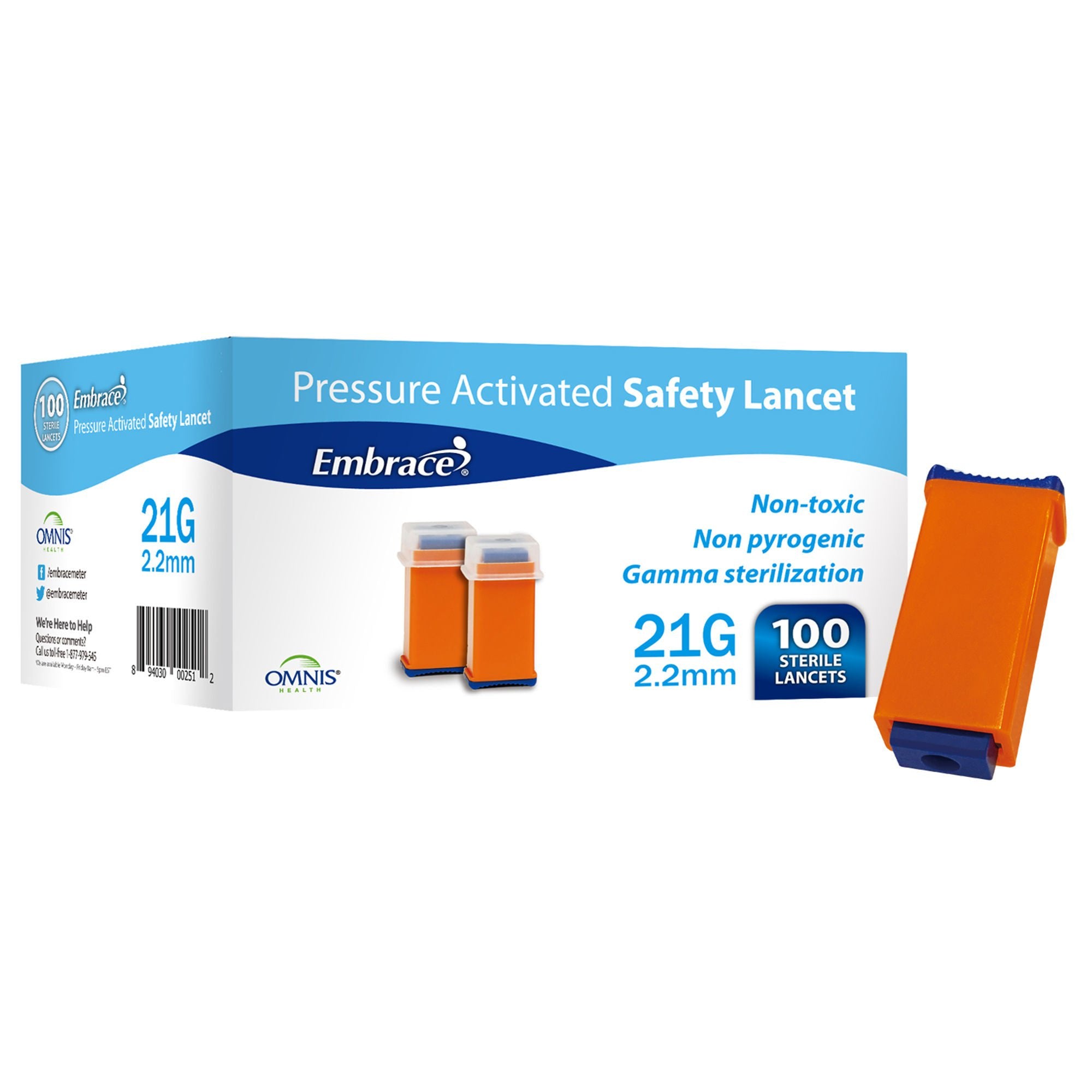 Embrace® Safety Lancets, 21g
