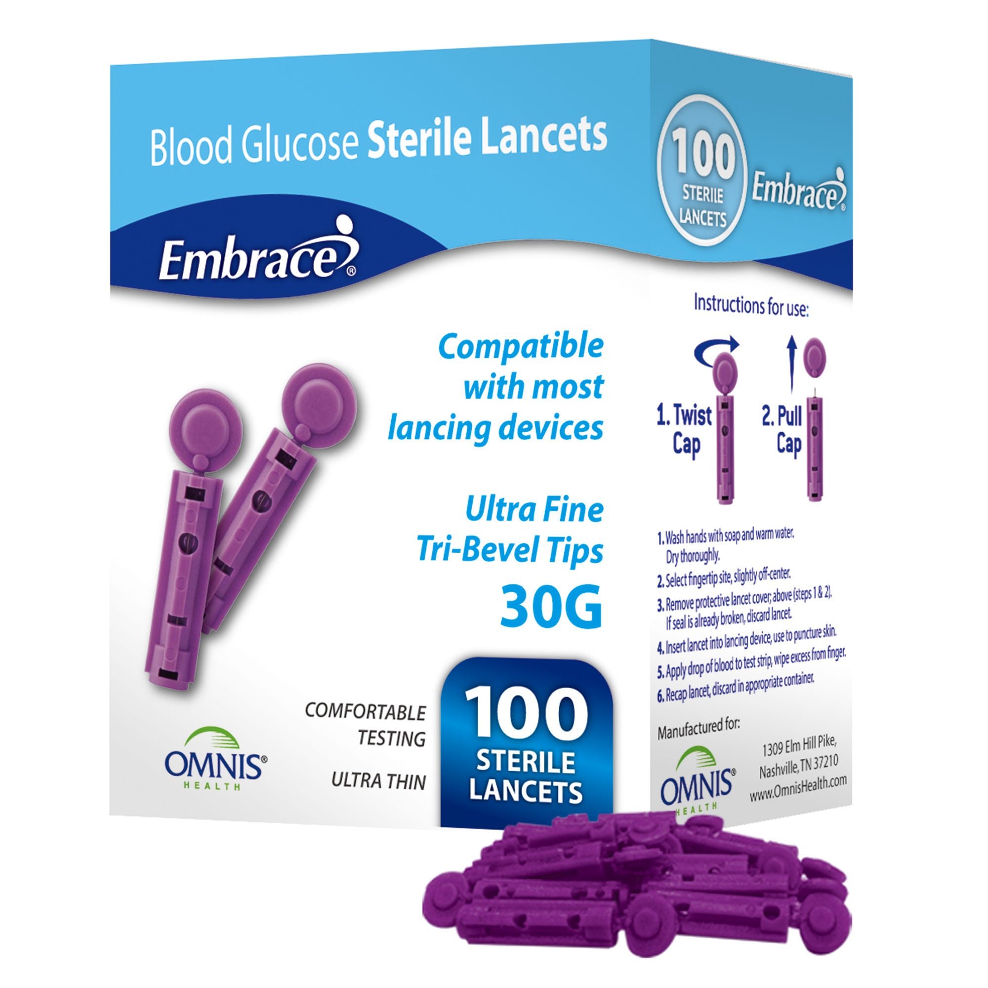 Embrace® Ultra Fine Lancets, 30G