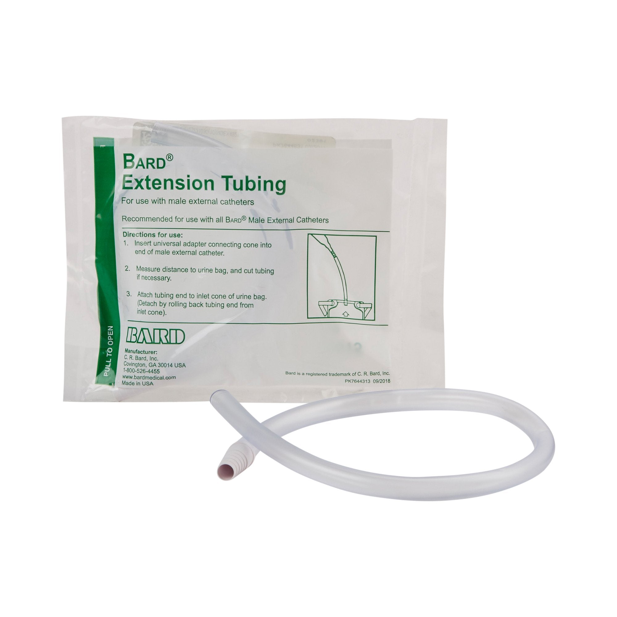 Extension Tubing with Connector for Leg Bags, 18"